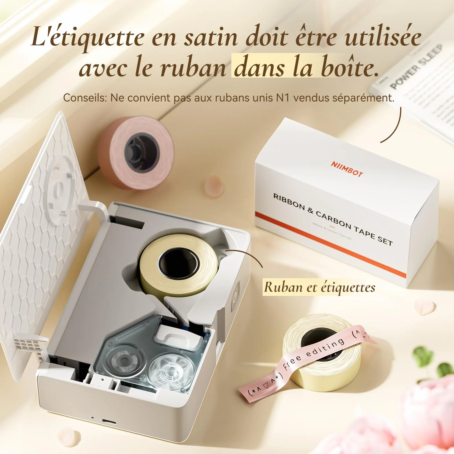 NIIMBOT N1 Ruban pour Étiqueteuse, Étiquette Cadeau, Ruban Soie Vêtements