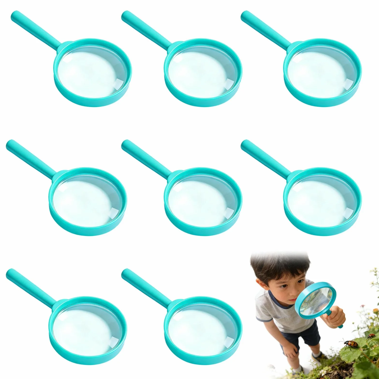 Lot de 8 Loupe pour Enfant Observer Insectes Plantes Cadeau Éducatif