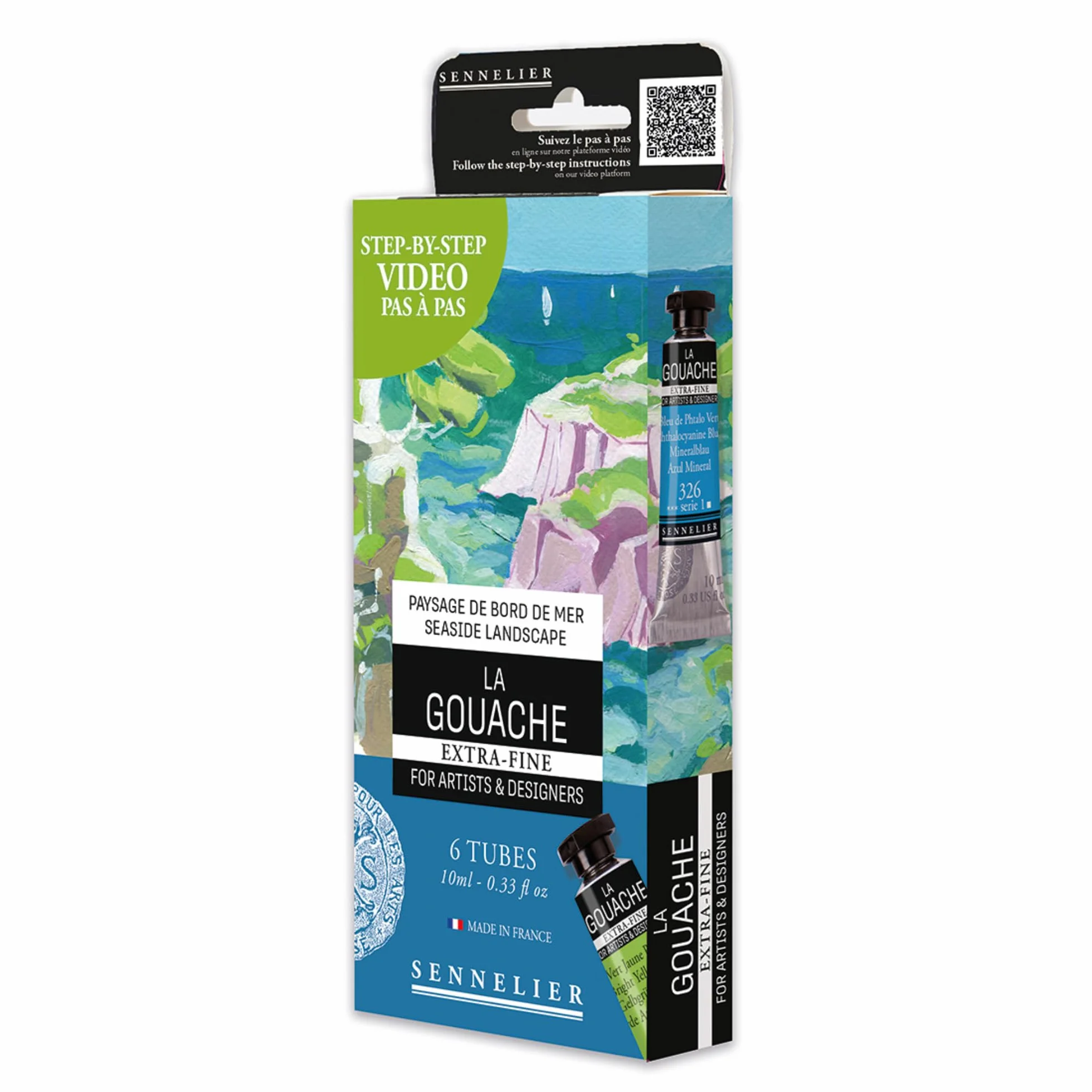 Sennelier Coffret Gouache Extra-Fine 6 Tubes 10ml Peinture Ultra-Mate Opaque Fabriqué en France