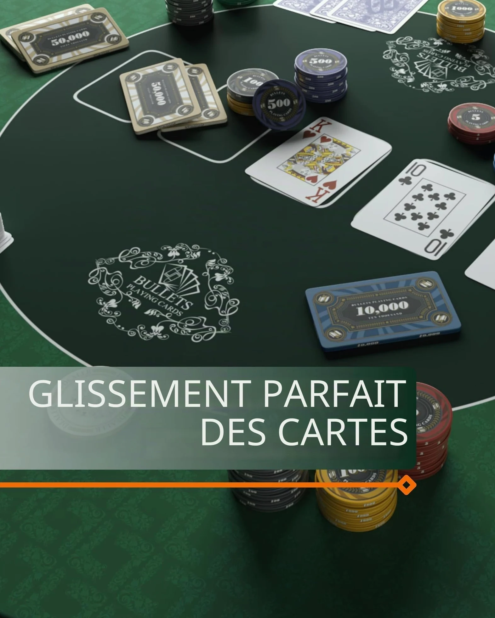 Bullets Playing Cards | Tapis de Poker Vert Classique Design180x90cm | Surface Lisse Antidérapante, Qualité Classique, Lavable & Hydrofuge
