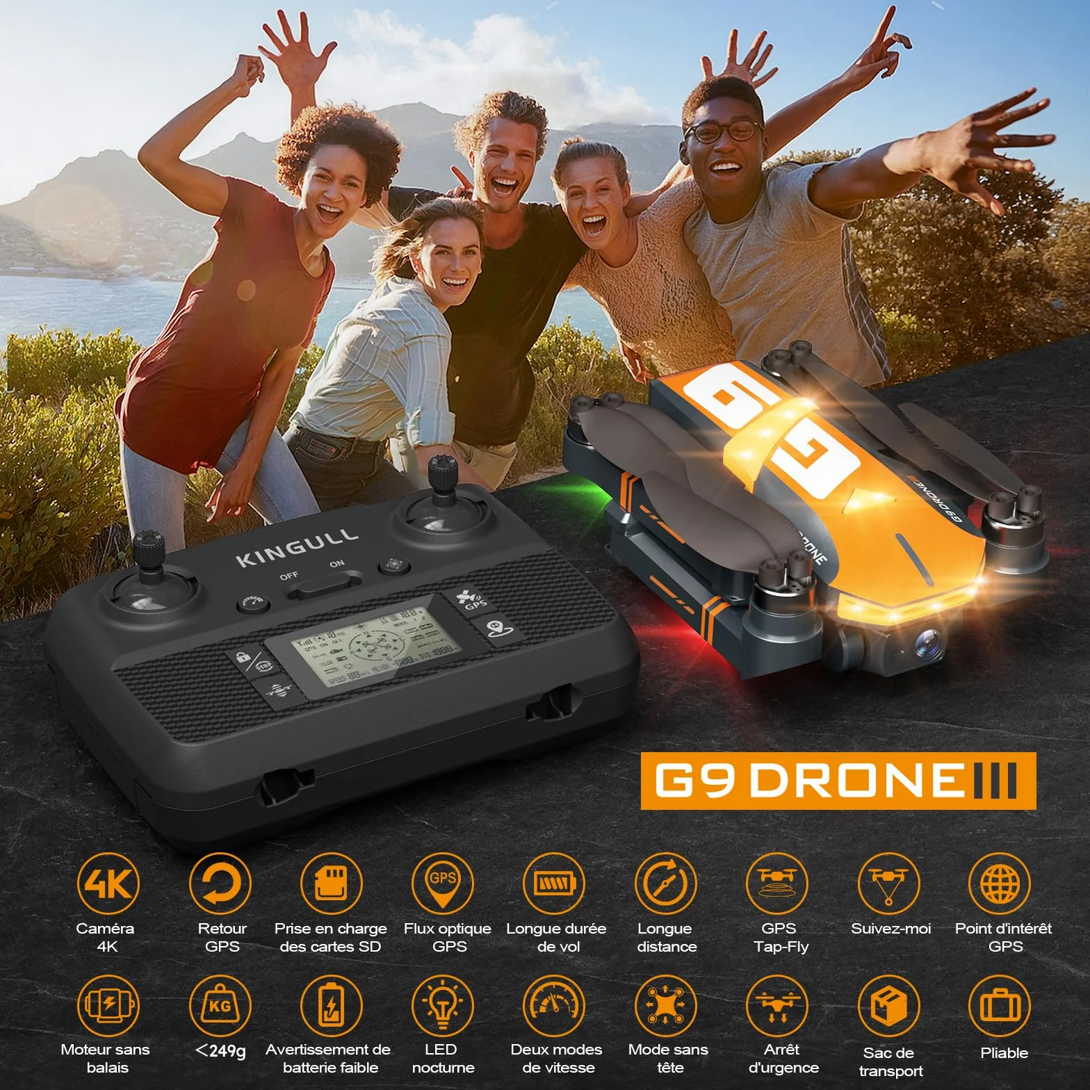 G9 GPS Drone avec Caméra 4K EIS, 45 Mins Vol, Moteur sans Balais, Retour Auto, Moins de 249g C0