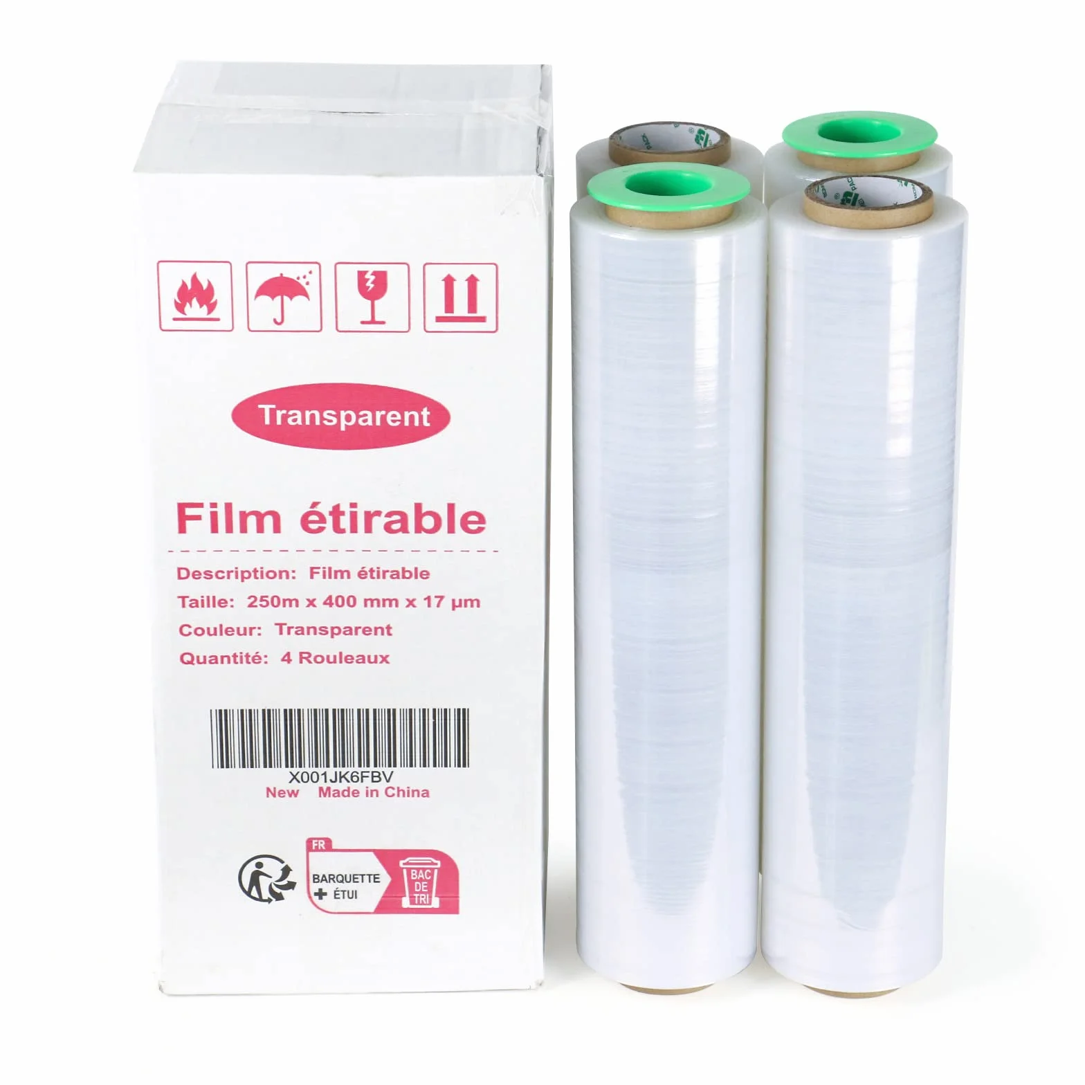BOMEI PACK Film étirable déménagement 250m x 400mm lot de 4