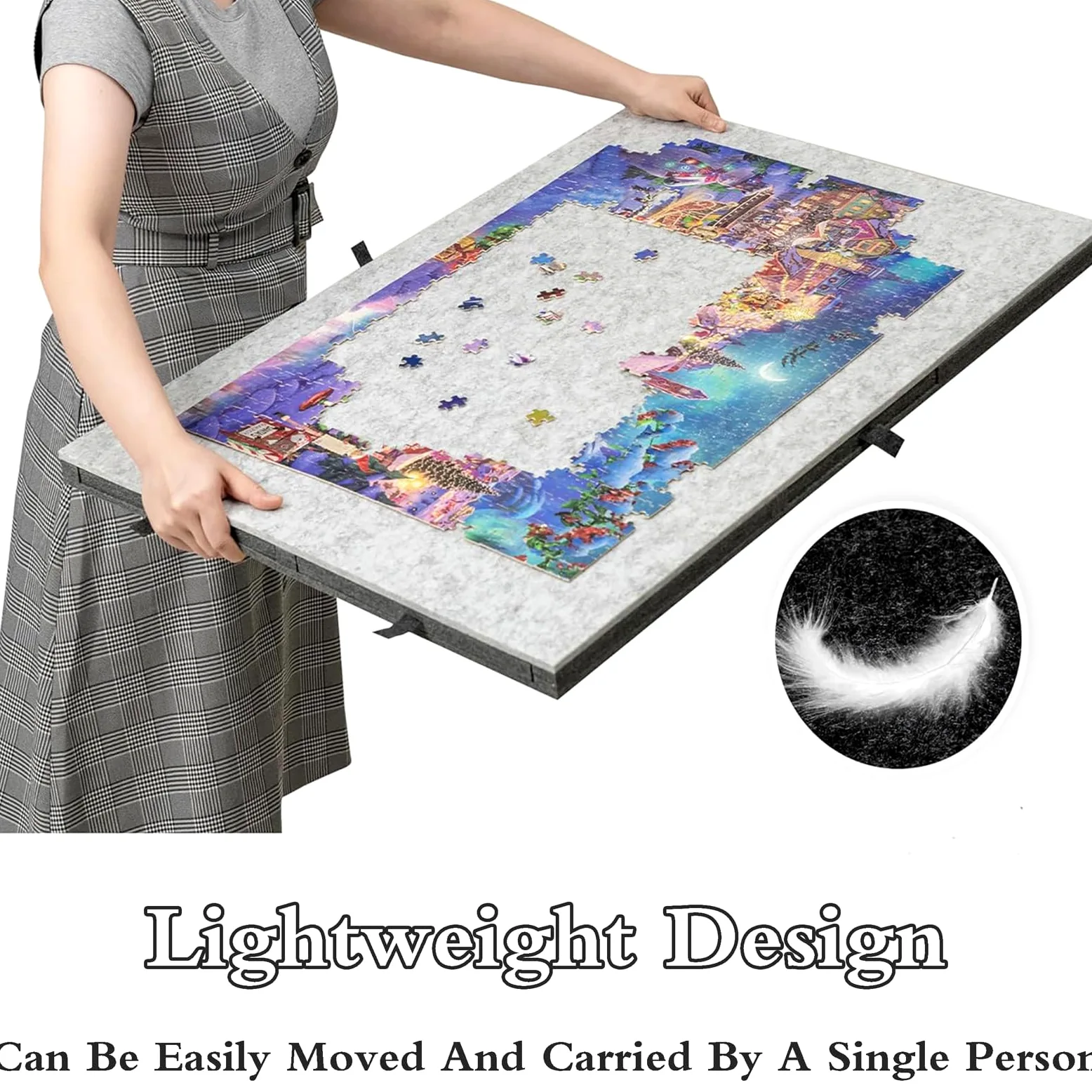 Planche De Puzzle Portable en Feutre,AntidéRapante Planche Puzzles,2 en 1 Planche à Puzzle Portable,Table De Puzzle Pliable,avec Tiroirs De Tris,IdéAl pour Puzzles De 1000 PièCes