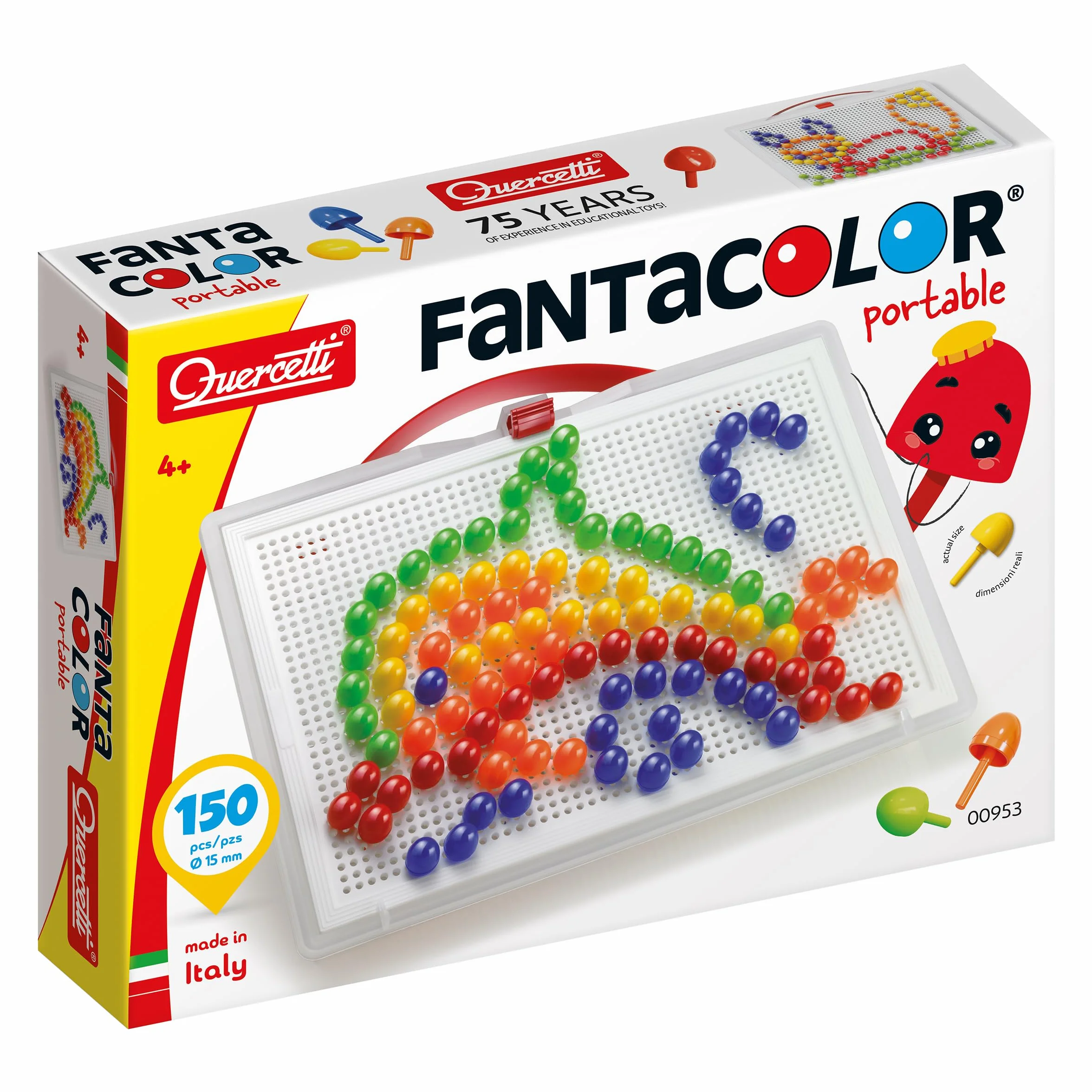 Quercetti FantaColor Portable Large Jeu de Mosaïque Enfant 4 Ans Motricité Fine