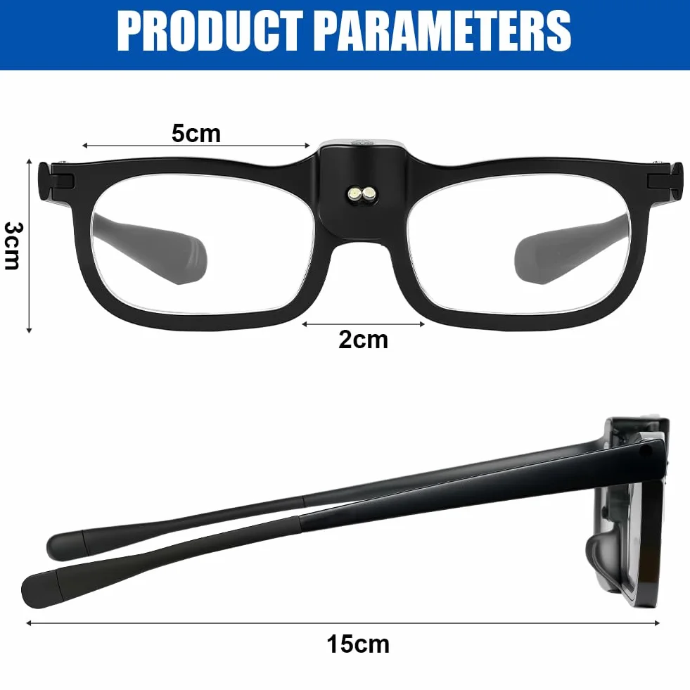 Lunettes Loupe avec Lumière LED 300% Grossissante pour Lecture Bijoutier Couture Bricolage