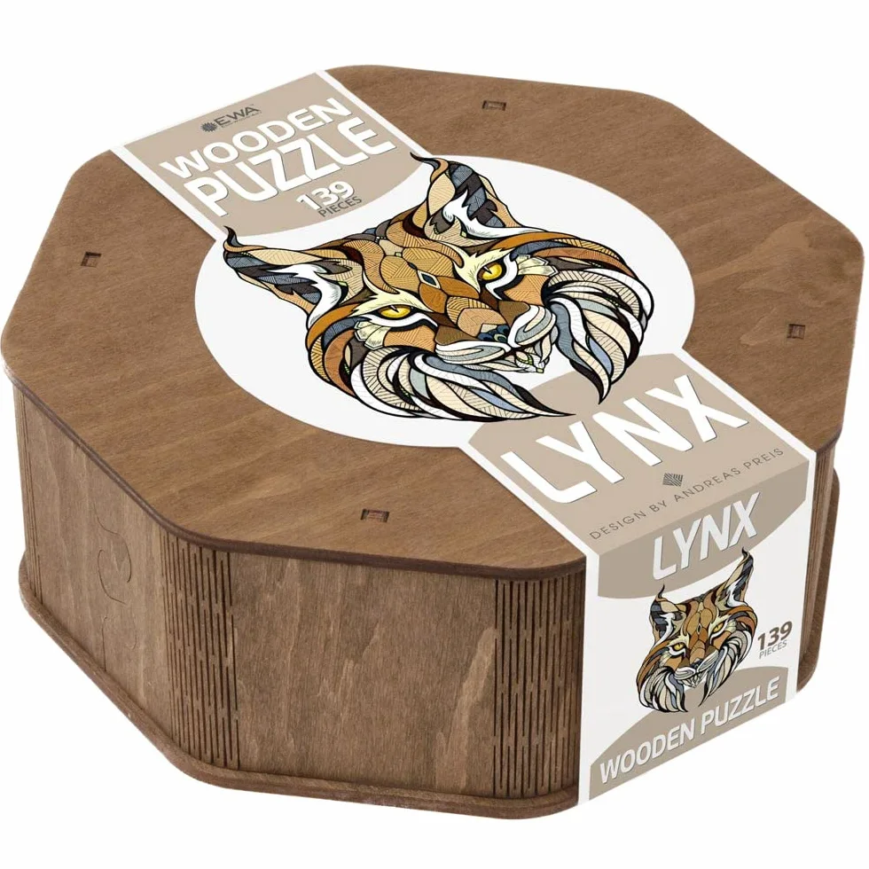 EWA Eco-Wood-Art - Lynx - Puzzle en Bois - Puzzle pour Adultes et Adolescents - Assemblage sans Colle - 139 pièces.
