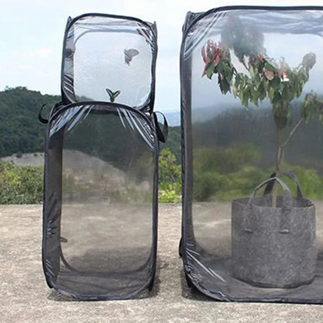 Cage Papillon 16x16x24inch Maison Transparente Pliable avec Fermeture éclair