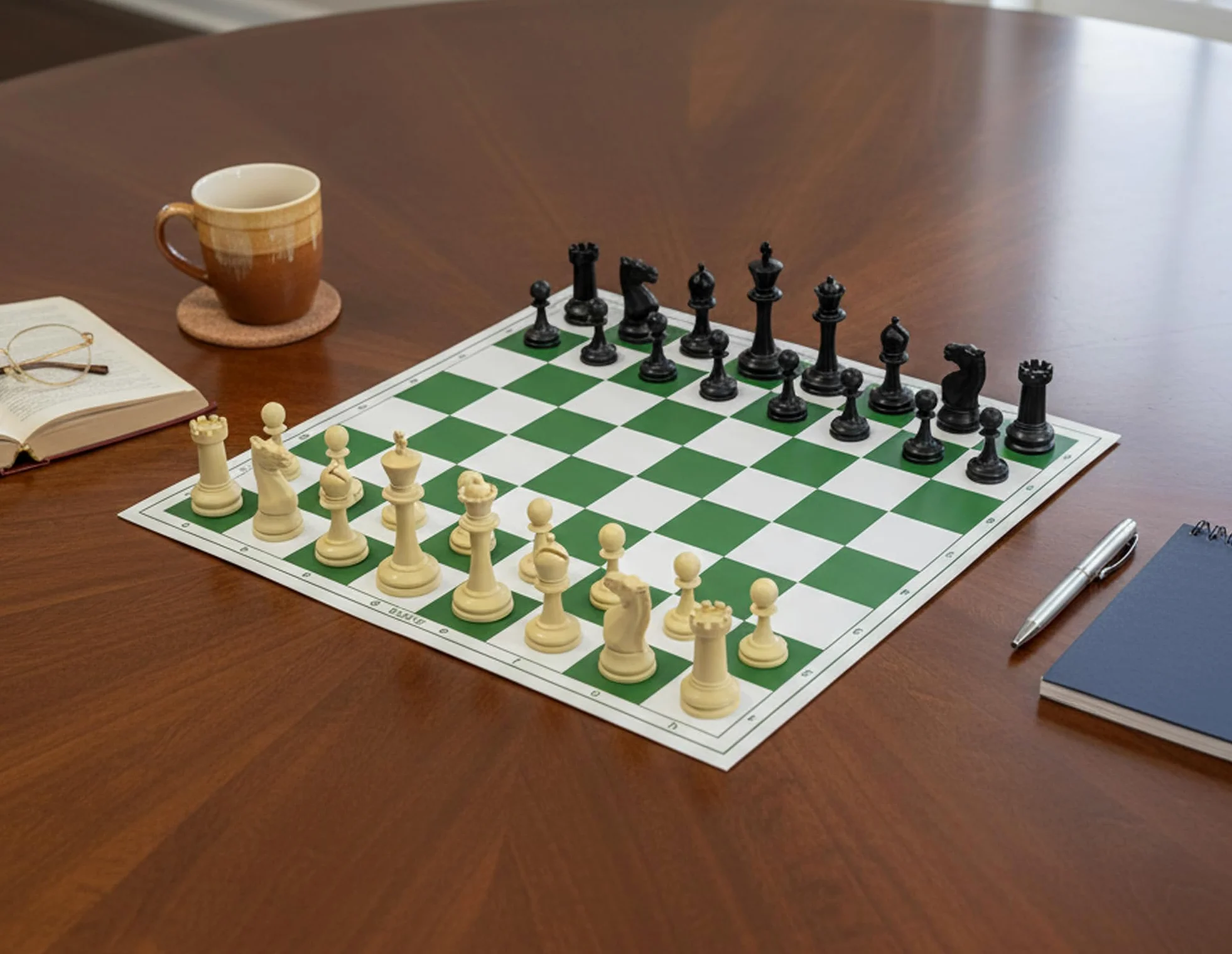 StonKraft Jeu d'échecs pliable en vinyle 46 x 46 cm avec pièces en plastique solide (avec reine supplémentaire) – Idéal pour les joueurs d'échecs professionnels