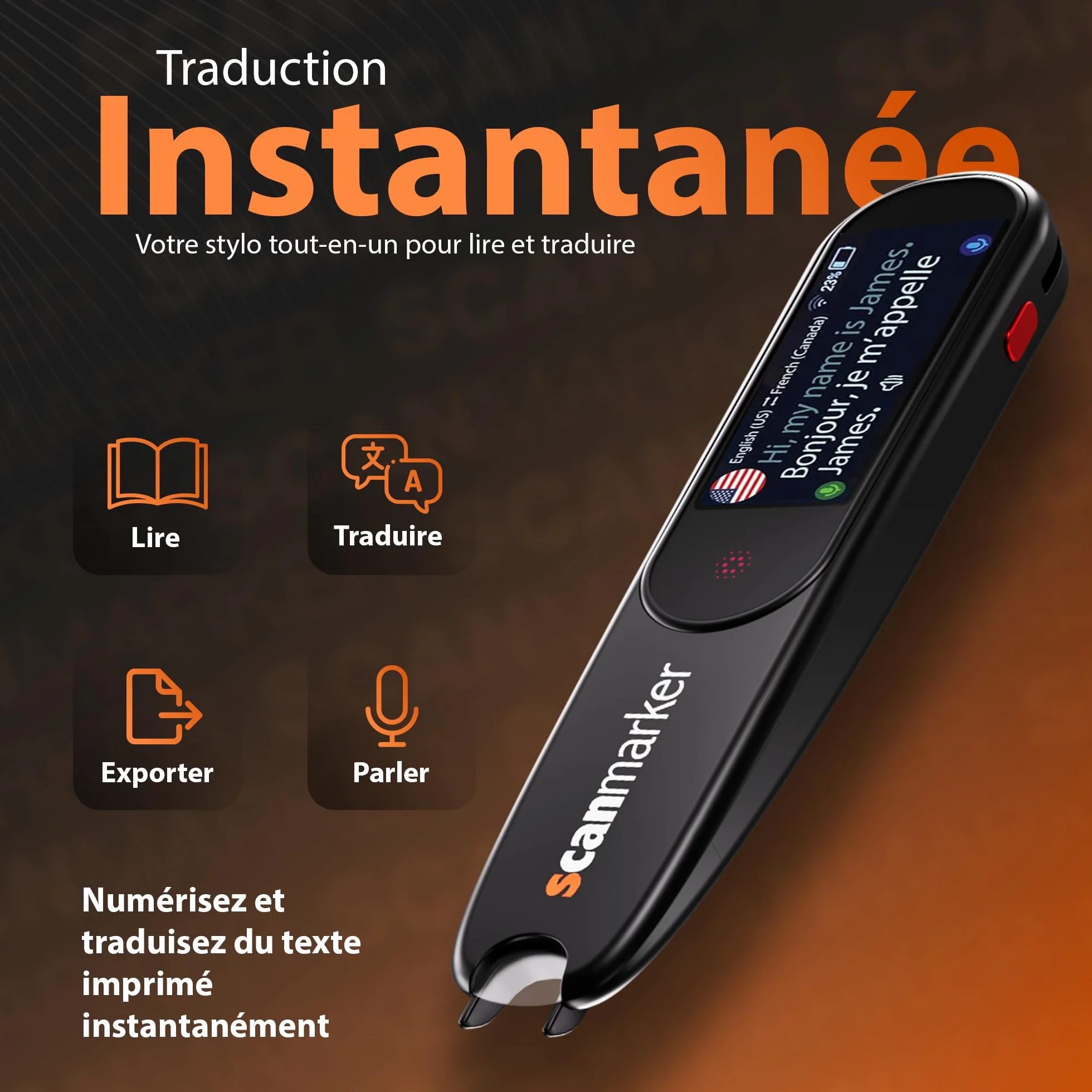 Scanmarker Pal Écran Interactif Stylo Traducteur Langue Instantanée Lecture Dyslexiques Scanner sans Fil Traduction 100+ Langues