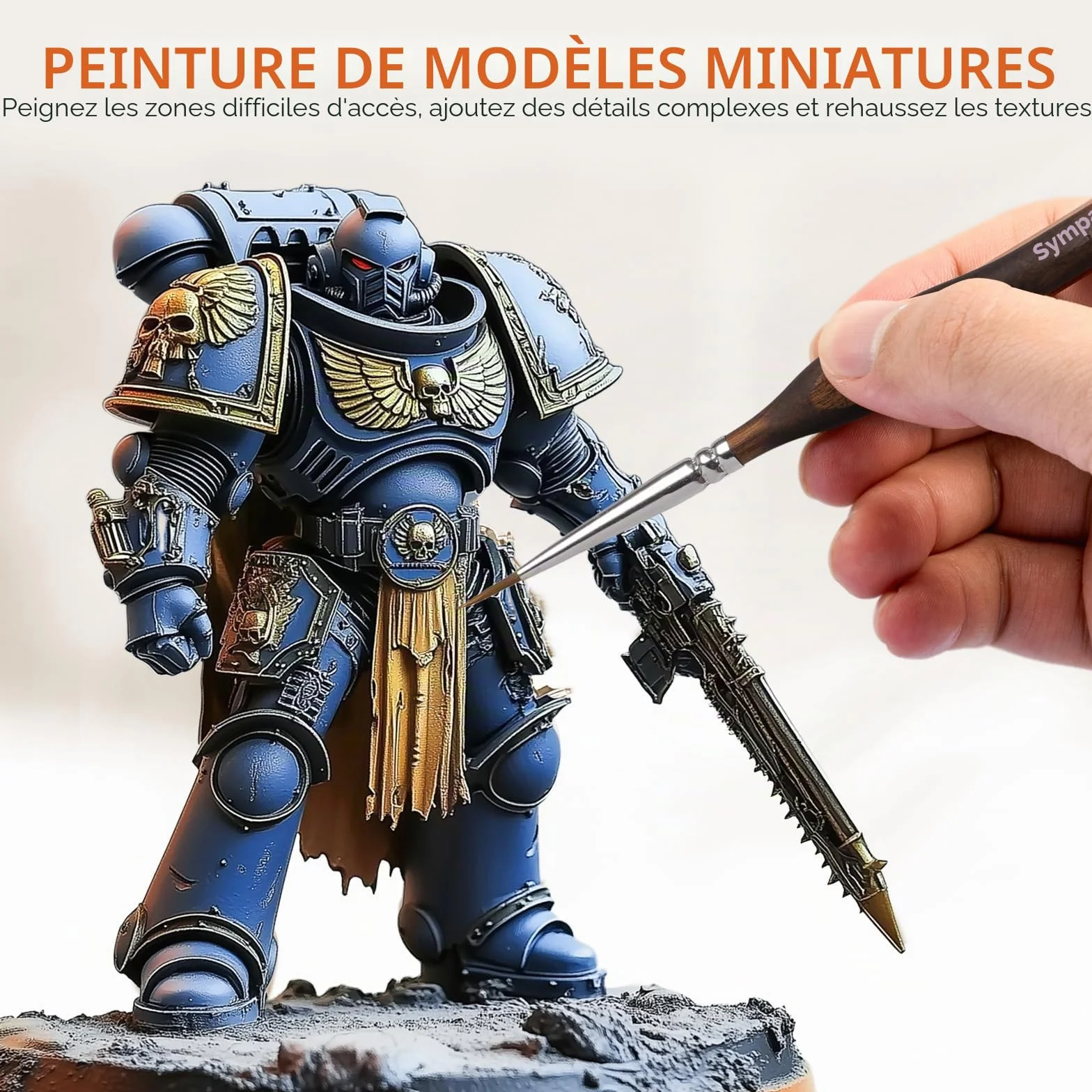 Nicpro 7 Pinceaux Miniatures Poils de Martre Kolinsky, Pinceaux Peinture Professionnels Pointe Ronde avec Étui Tissu pour Acrylique Figurines Modélisme