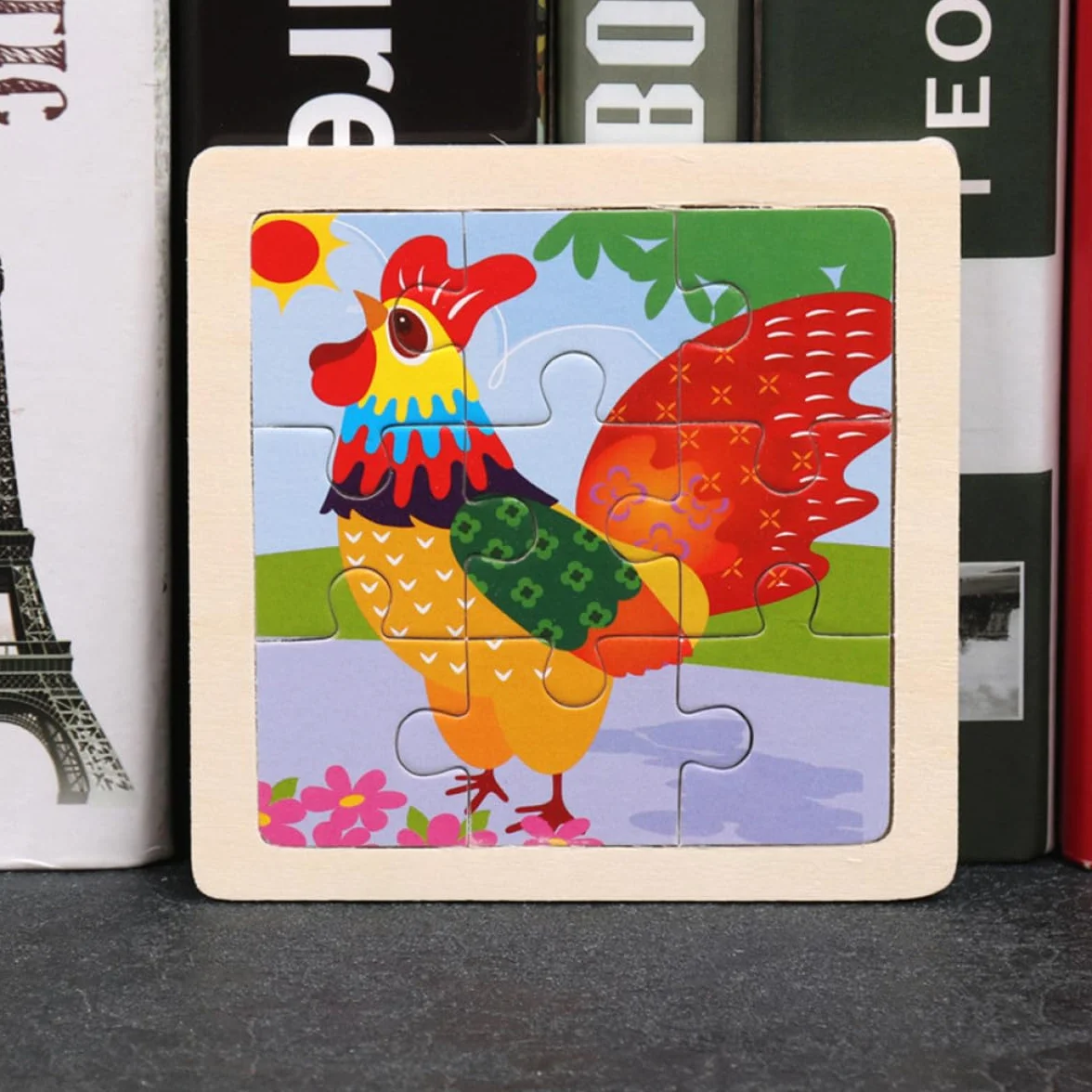 Puzzle en Bois Éducatif Animaux Cartoon 5 Pièces pour Garçon et Filles