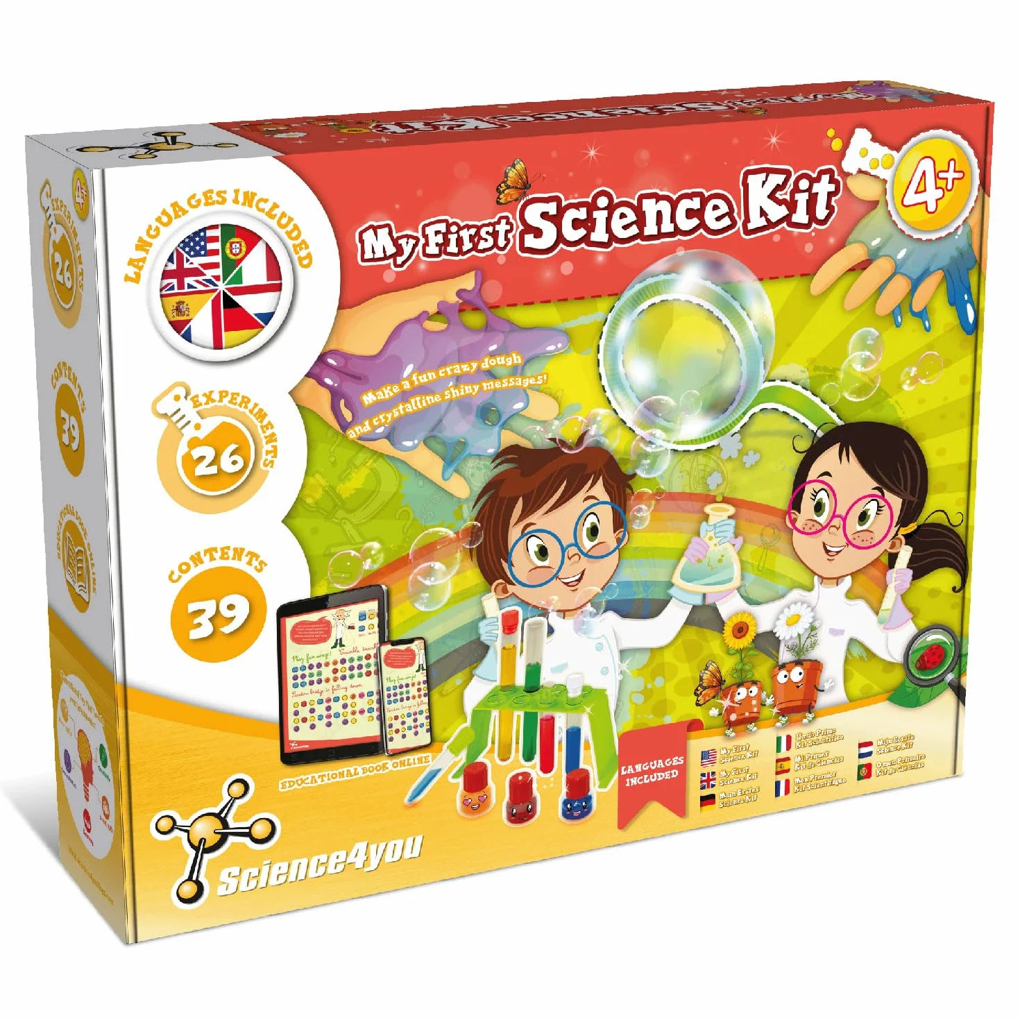 Science4you Mon Premier Kit Scientifique pour Enfants +4 Ans - 26 Expériences, Bulles de Savon, Apprendre Couleurs