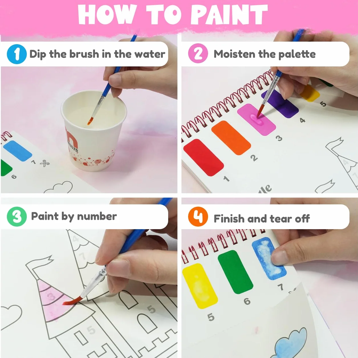 ZMLM Peinture Aquarelle Enfants avec Pinceau, Kits de Loisirs Créatifs Princesse 3-8 Ans