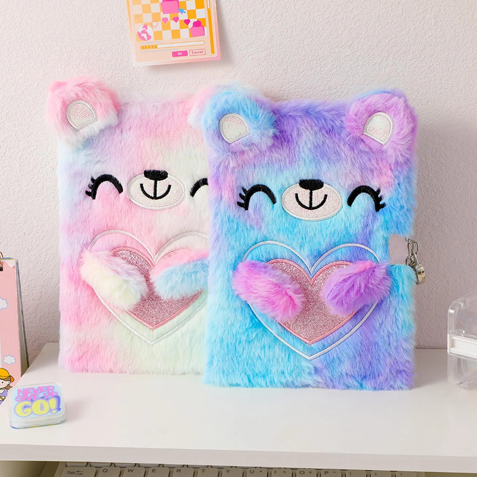 Journal Intime Fille avec Cadenas Carnet Secret Cadeau Fille Ours de dessin animé Multicolore