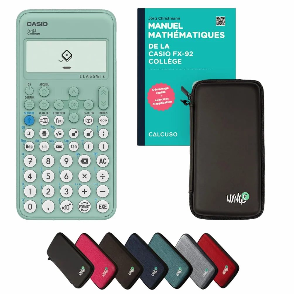 Casio fx-92 Collège Calculatrice Scientifique Noir avec Housse et Manuel