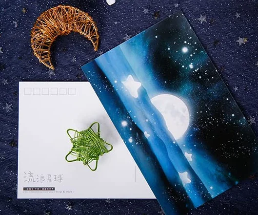 Lot de 30 Cartes Postales Phosphorescentes de Qualité - Cartes Postales Art, Remerciement, Voyage (Wander the Earth)