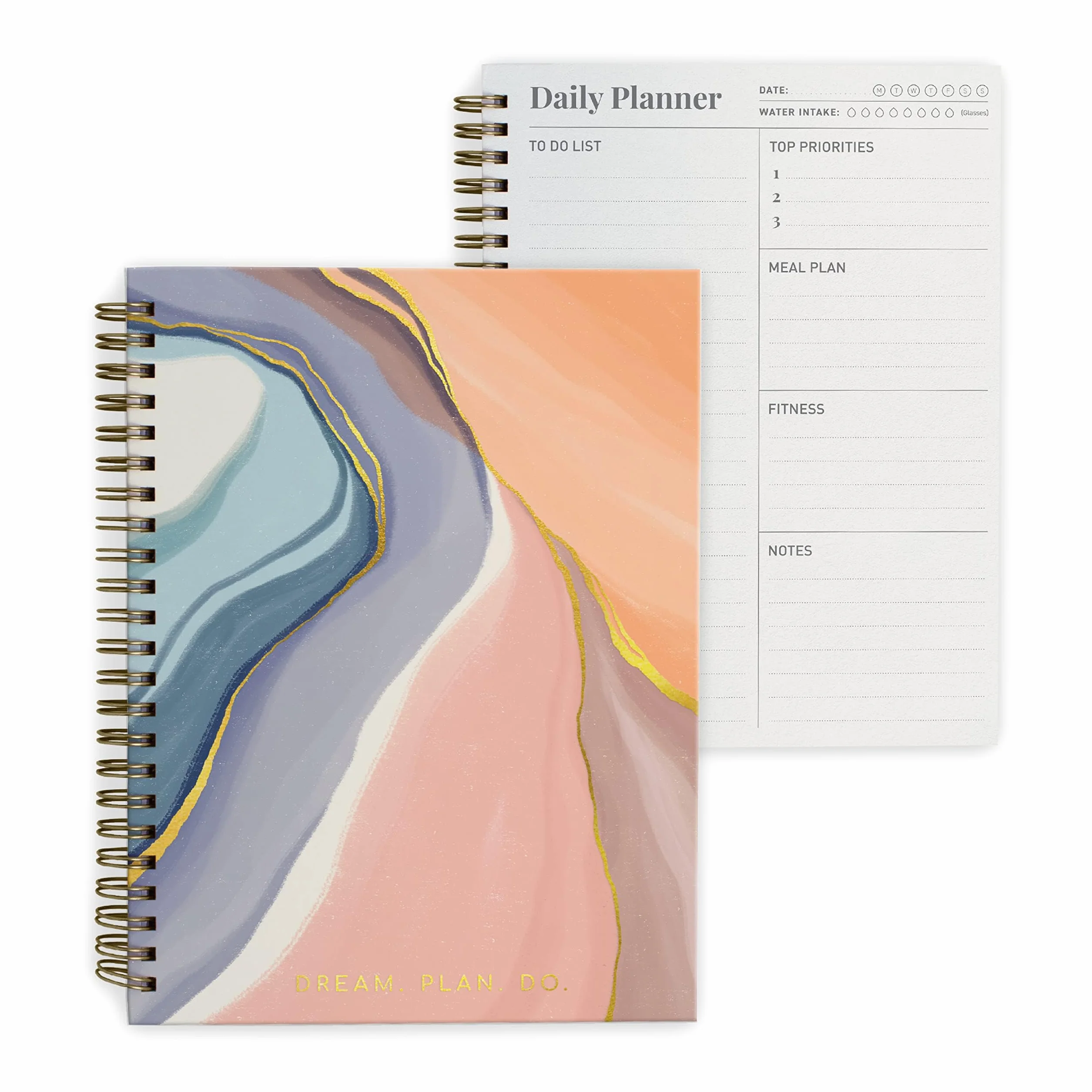 Agenda Pour Femme Daily Planner A5 160 Pages Non Datées Journal Fitness Planification Repas 20 cm x 15 cm