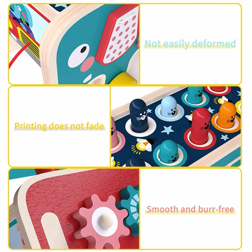 NUKied Montessori Marteau en Bois Jouet éducatif Xylophone pour Garçons et Filles 1-4 Ans