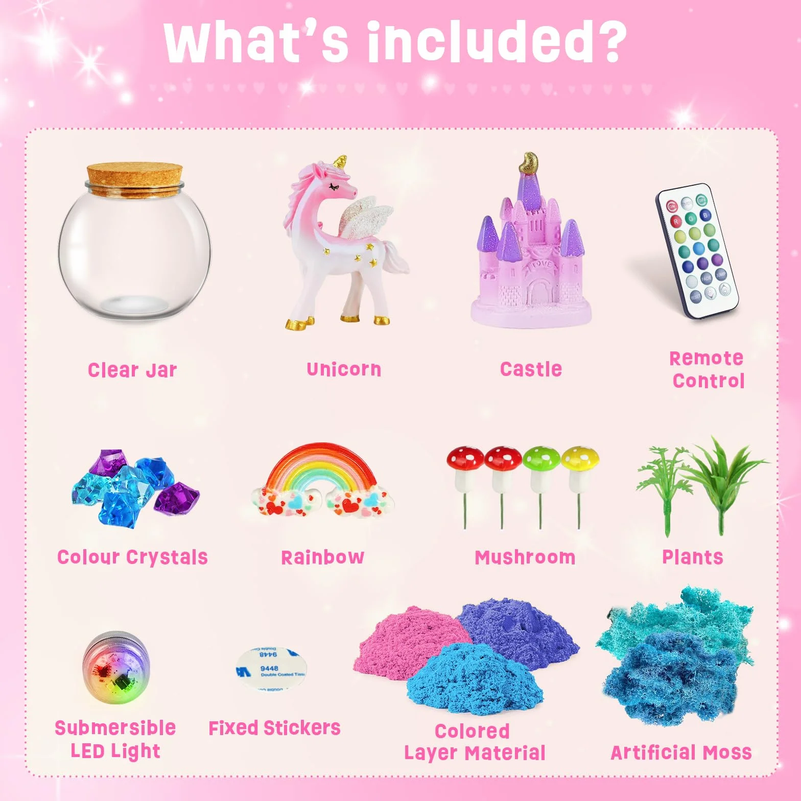 Kit de Terrarium Licorne, Veilleuse Licorne, Lampe Licorne - Idée Cadeau Anniversaire Filles 4-12 Ans - Loisirs Créatifs, Jeux Scientifiques