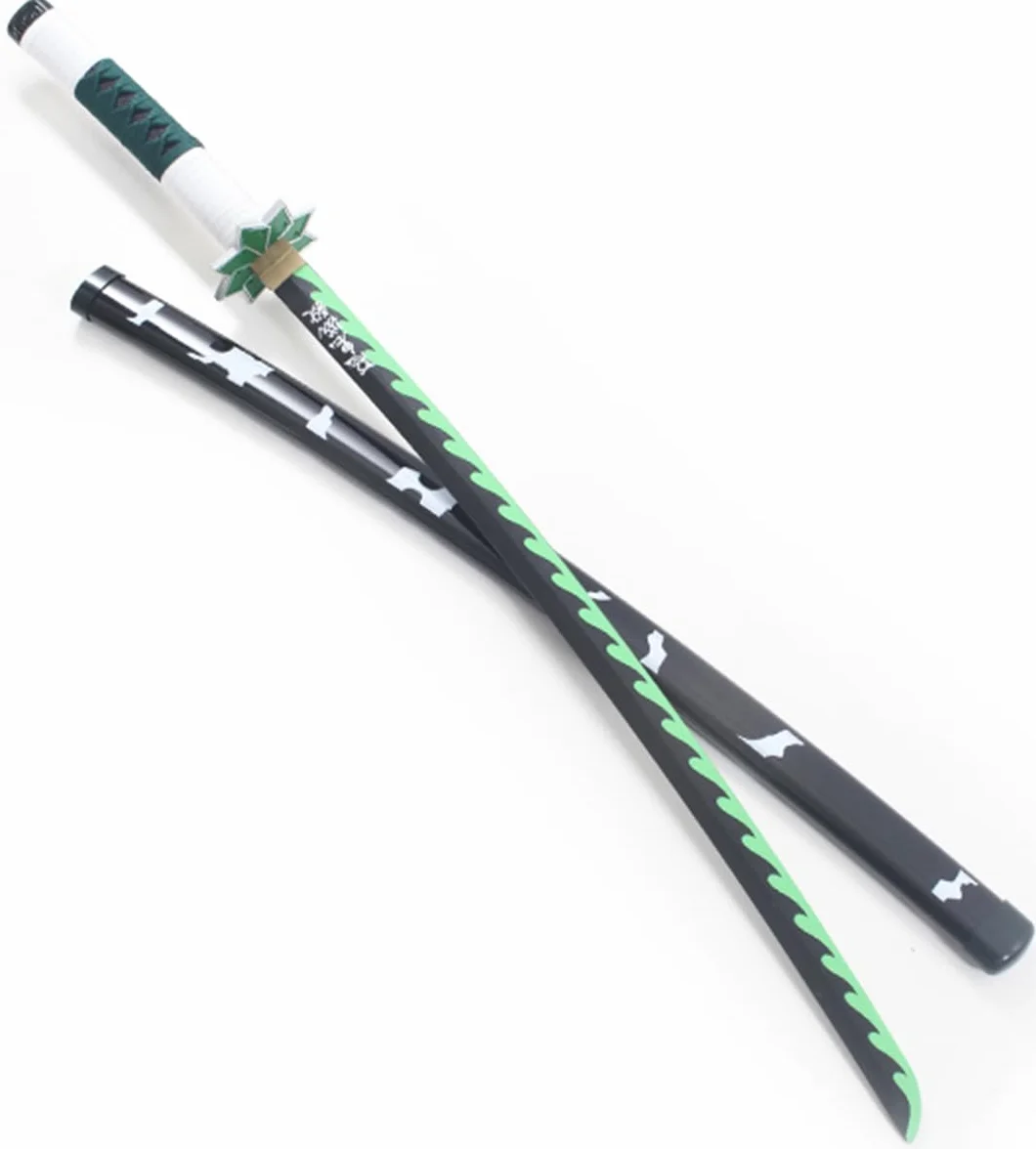 Katana Demon Slayer Sabre Sanemi Shinazugawa Lame en Bois Epee Kimetsu No Yaiba Cosplay