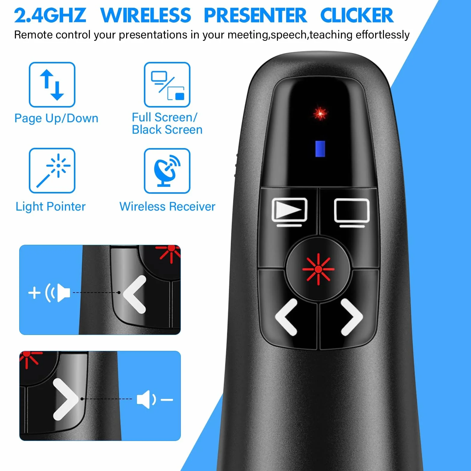 Télécommande sans fil 2,4 GHz pour PowerPoint avec récepteur USB