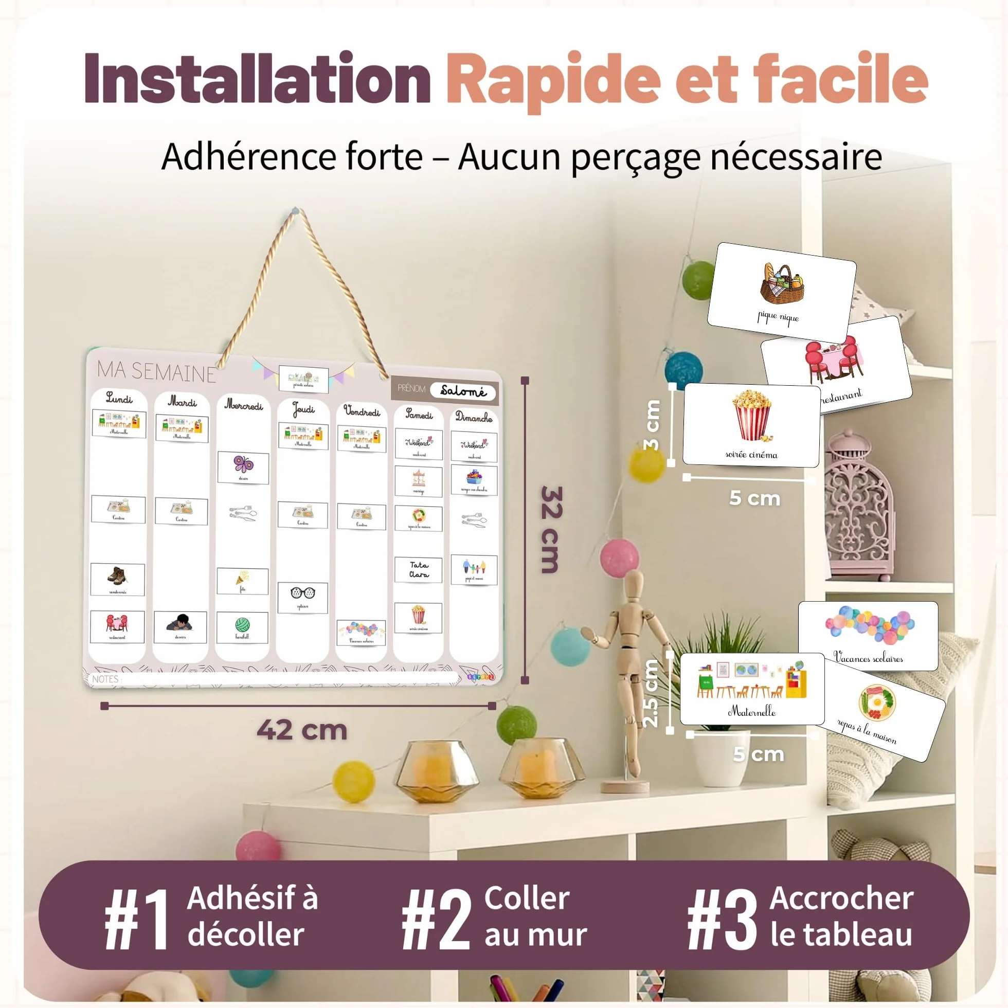 Semainier Enfant Magnétique 160 Aimants Calendrier Éducatif Routine Montessori Dès 3 Ans