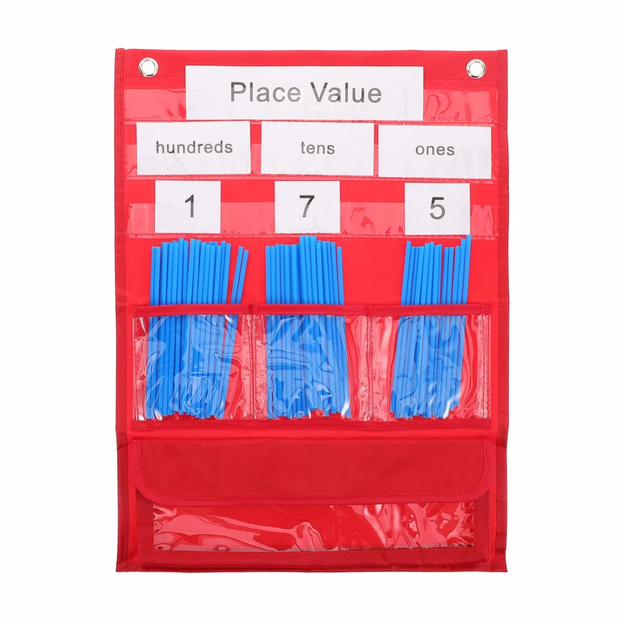 LALAFINA Tableau à Poches pour Compter avec 30 Cartes Numériques 200 Pailles 20 Élastiques Suspendu Enseignement Comptage