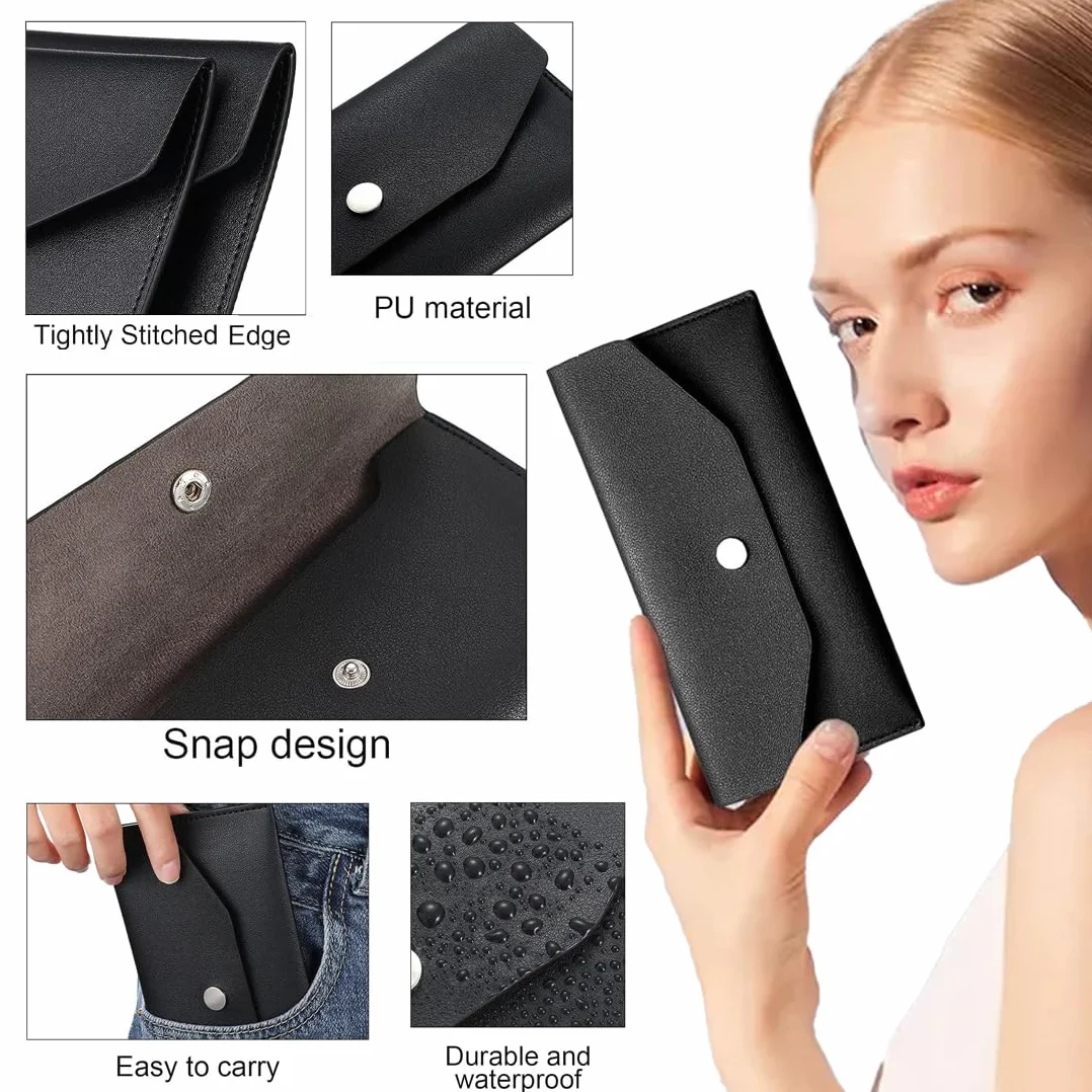 Enveloppe en Cuir pour Argent Réutilisable Portefeuille Rétro Noir