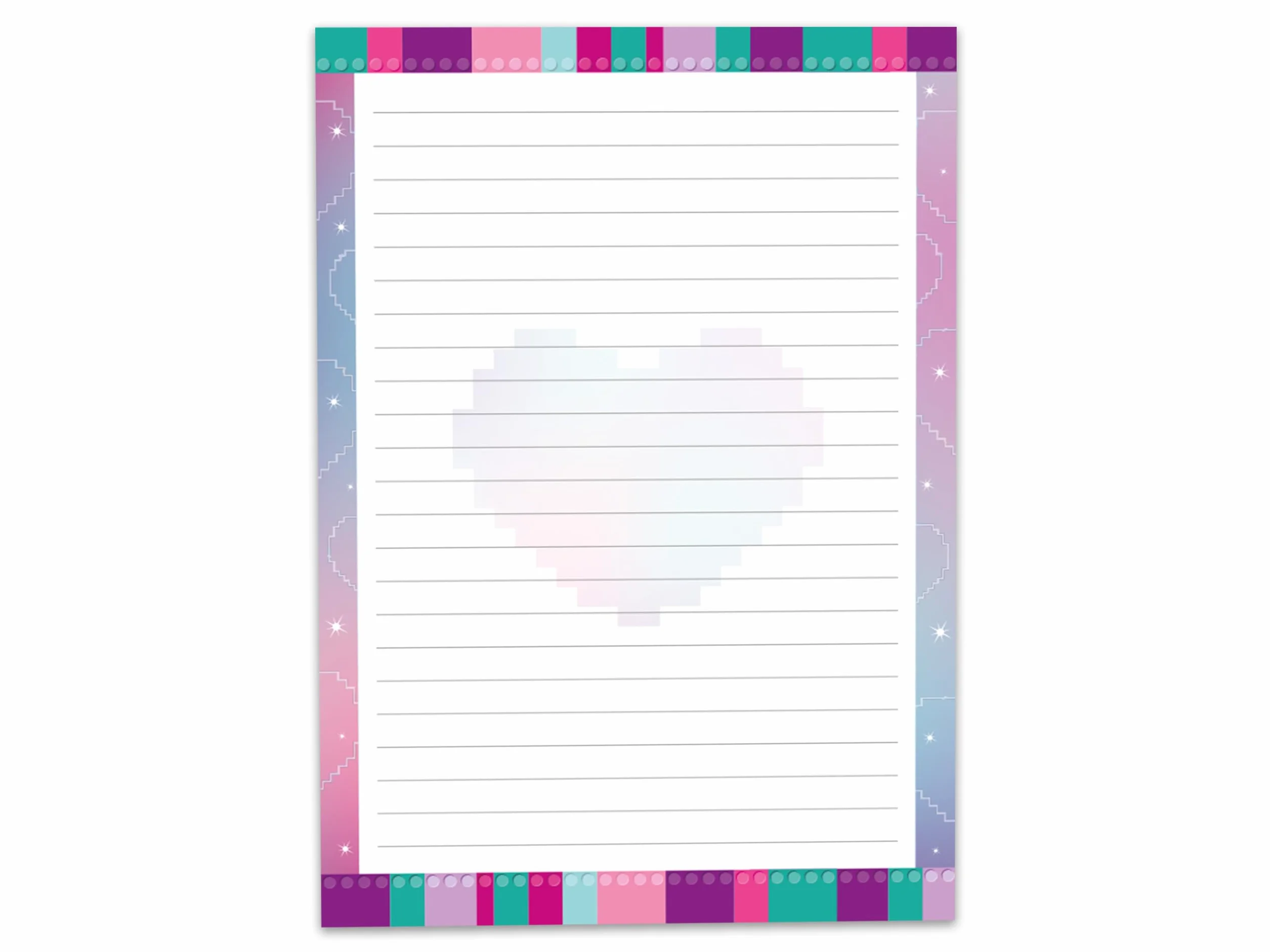 Blocs de construction à motif cœurs et étoiles rose multicolore lot de 2 pour enfants école