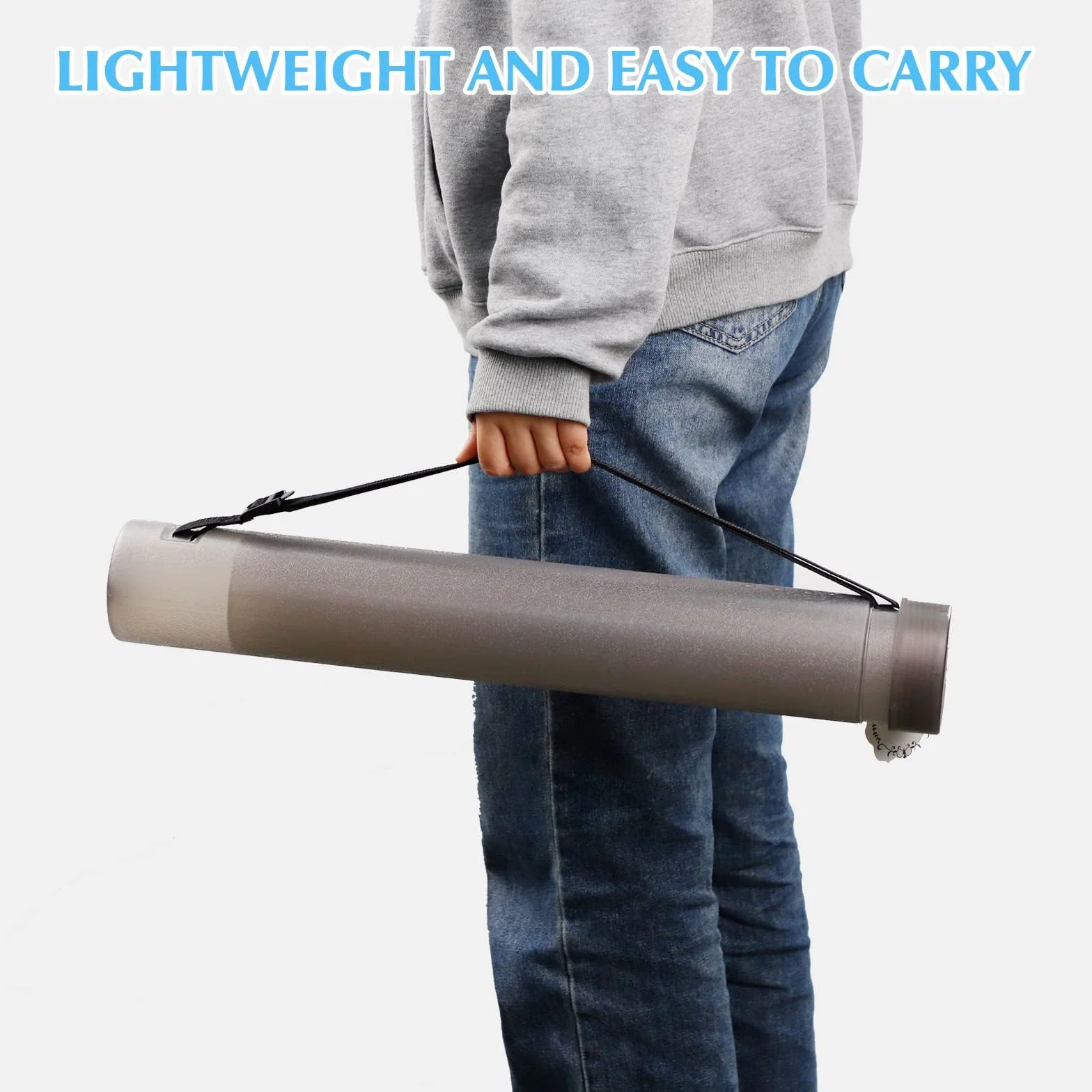 DEWEL Lot de 2 Tube Poster A0, Tube de Transport Télescopique pour Affiches, Plastique Durable, Longueur Réglable (Gris)