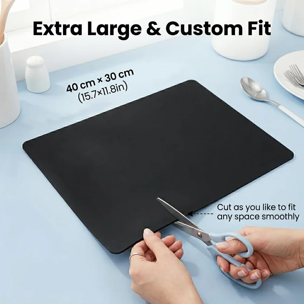 Tapis Silicone Noir 40x30 cm Protection Plan de Travail Cuisine Antiderapant Résistant Chaleur Eau