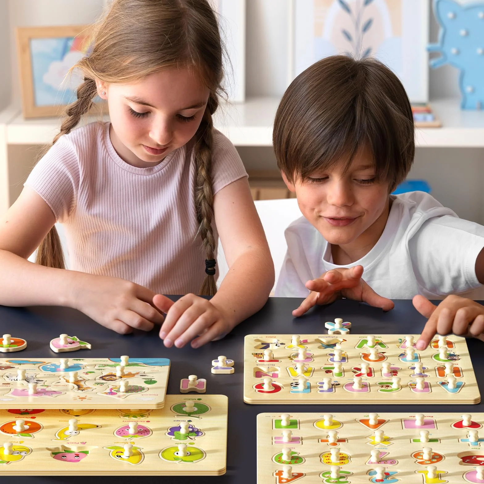 Puzzle Bois Enfant 2-4 Ans 6 Pièces Puzzle Animaux Montessori Jouet Educatif