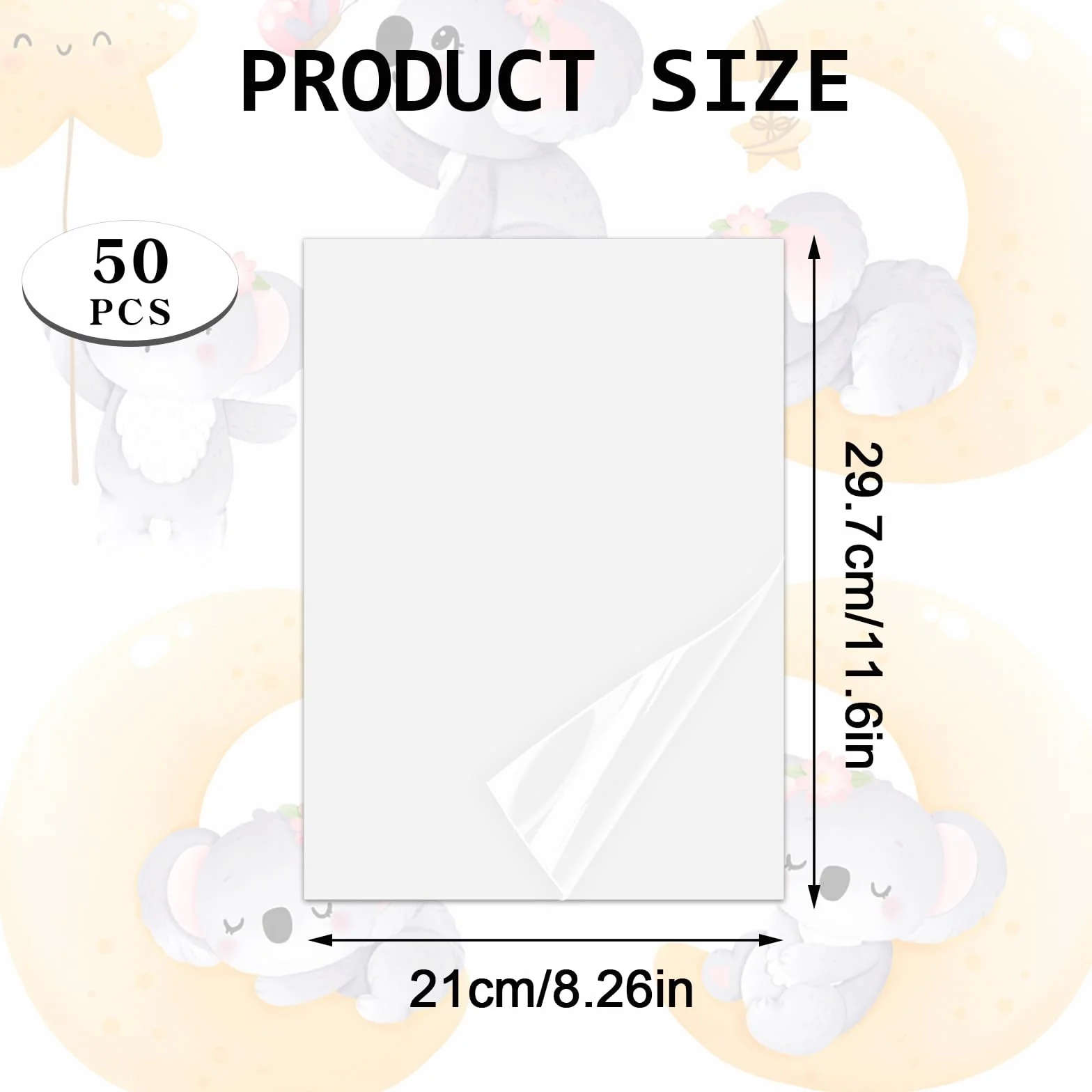 Kit Feuille Transparent Autocollant 50 Pièces, Stickers Vinyle Imprimable pour Imprimante Jet d'Encre et Laser