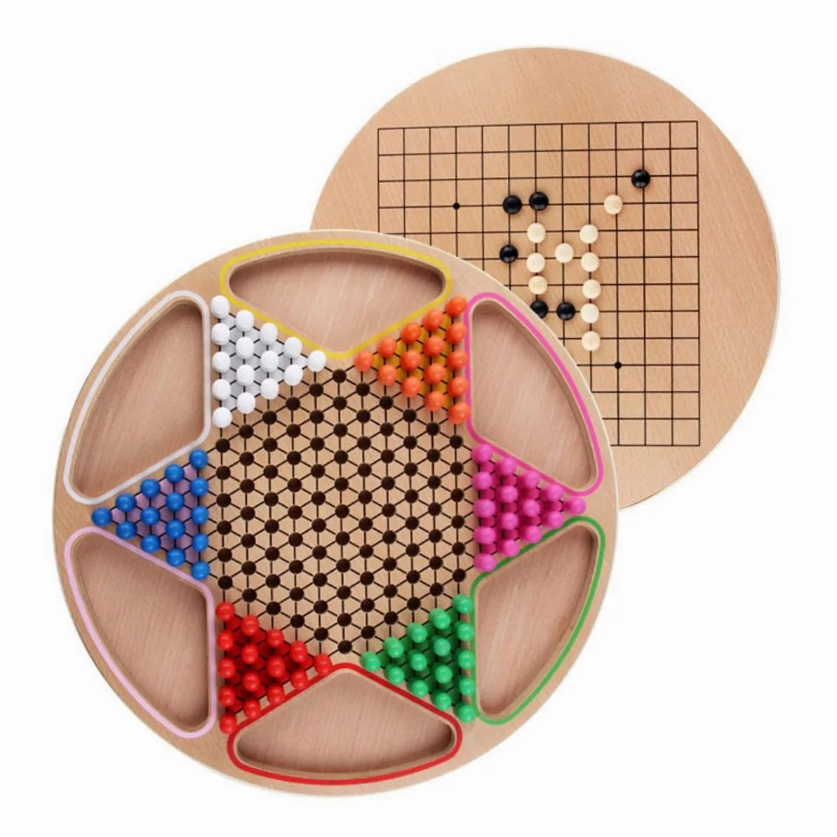 Abaodam Jeu de Dames Chinois Éducatif en Bois Marron pour Garçon et Filles, Jouet Cognitif en Matériau Synthétique, 1 Set, pour Éveil et Développement de L'intelligence