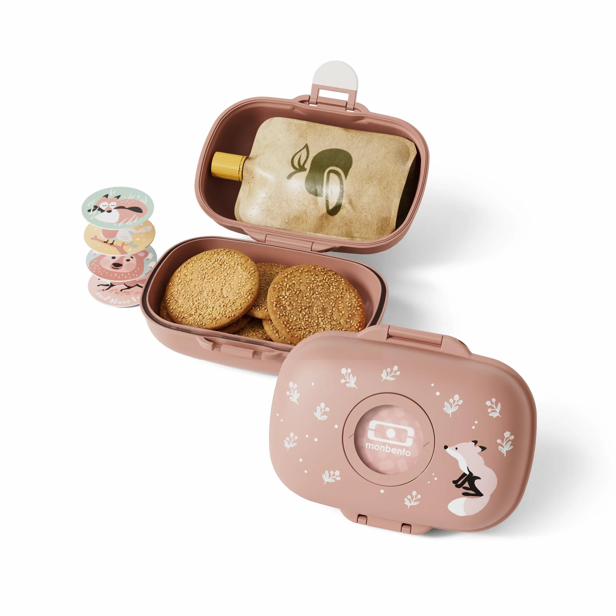 Monbento MB Gram Fox Boîte à Goûter Enfant Snack Box Sans BPA Rose Cannelle