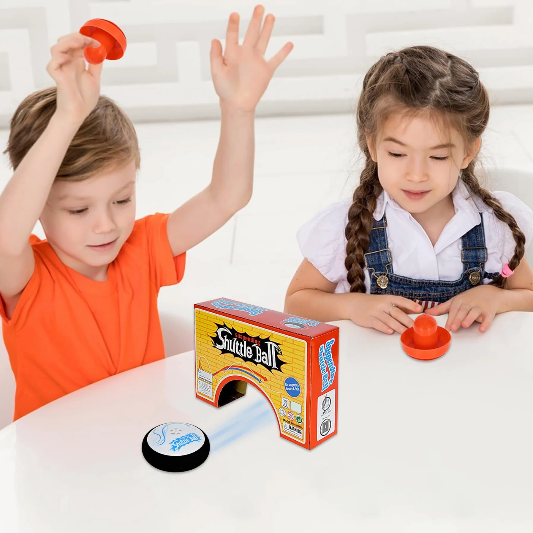 Pouchies Hockey aérien électrique table flottante rouge plastique 2 poussoirs