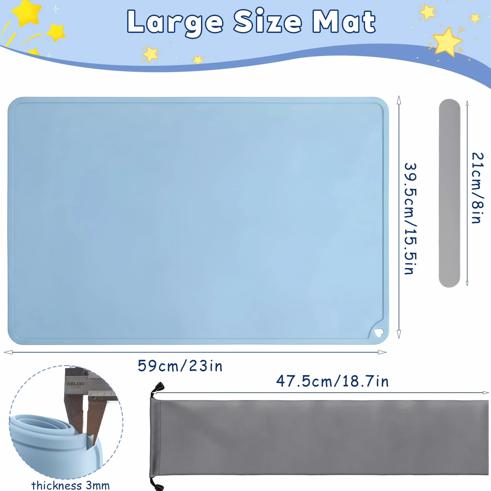Tapis de Peinture en Silicone 60 x 40 cm avec Clip Magnétique et Sac de Rangement