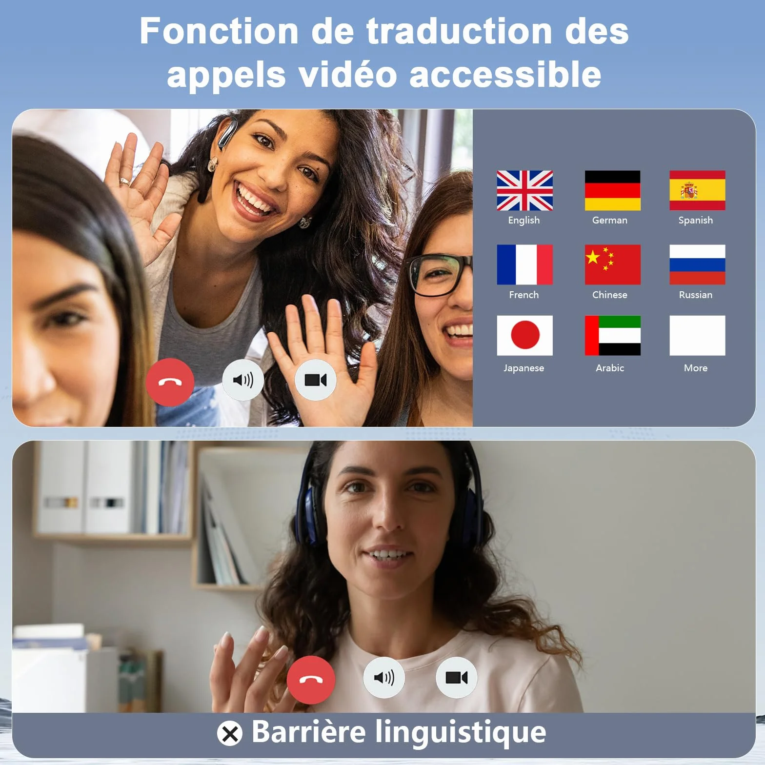 Casque Traducteur Intelligent 164 Langues 4 en 1 Ouvert 7 Modes Traduction Musique Sport Apprentissage Voyage