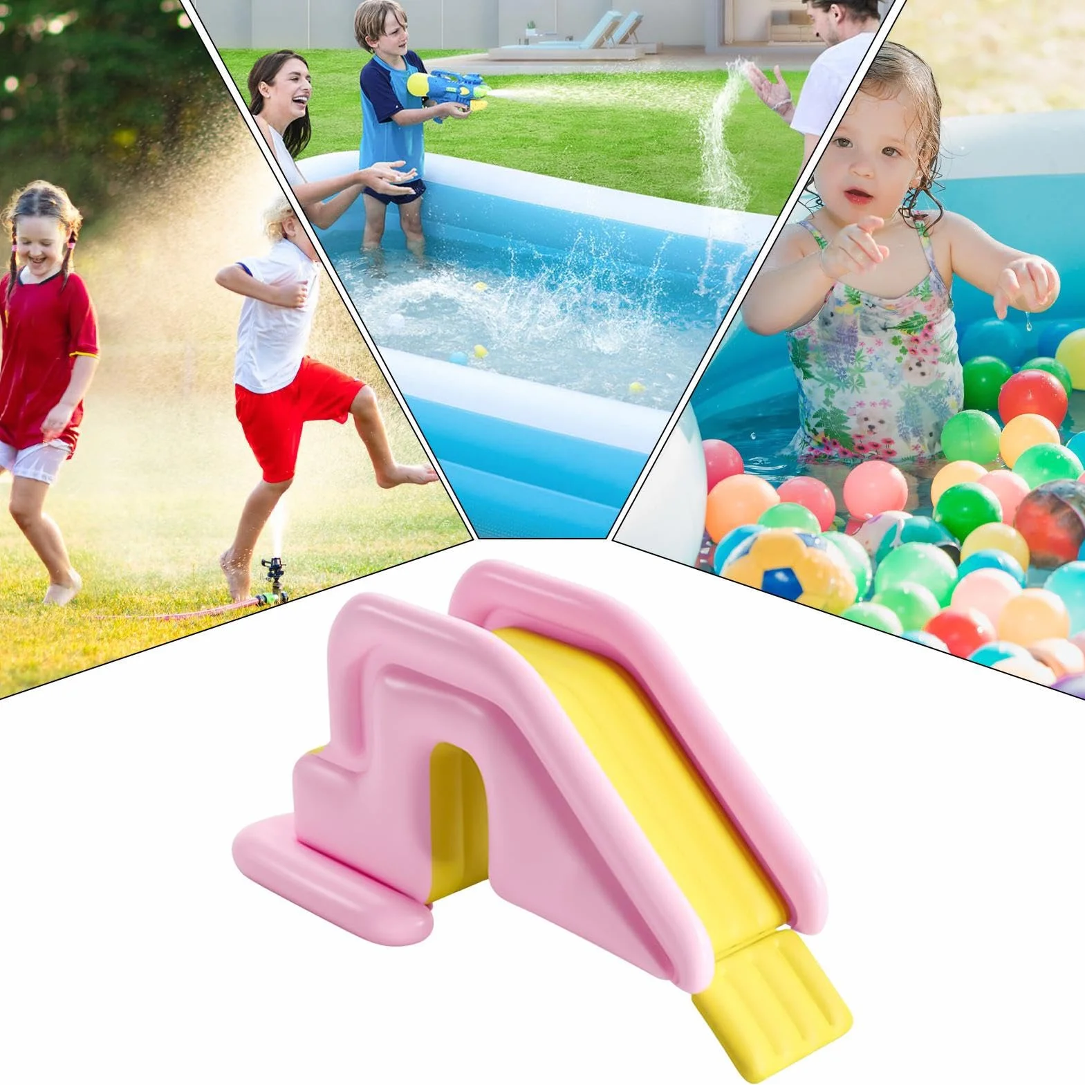 Toboggan Gonflable Aquatique avec Marches Anti-Retournement pour Piscine Hors Sol