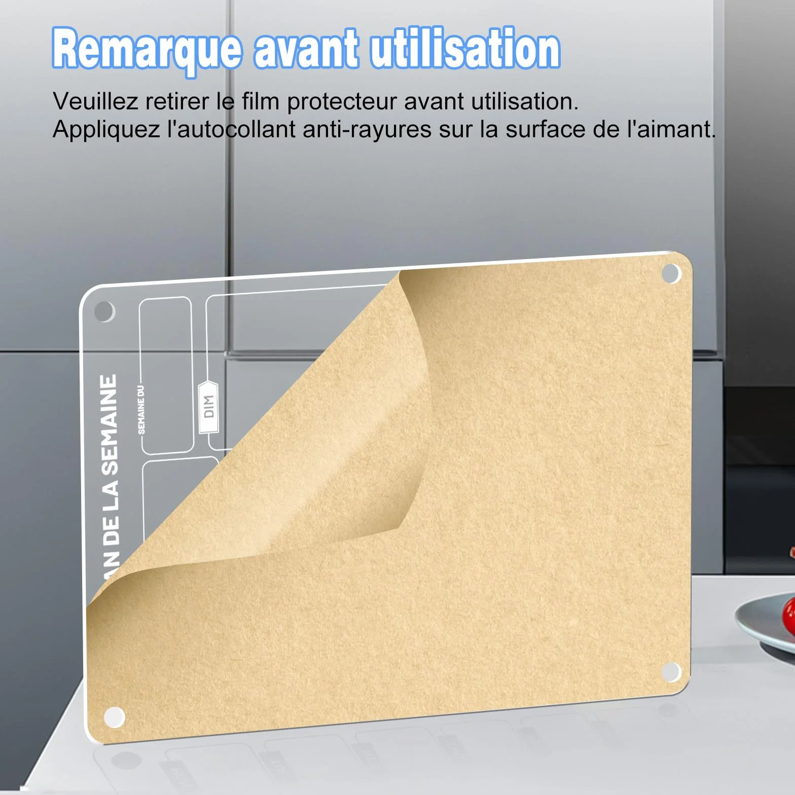 Lot de 2 Tableau Magnétique Frigo 30 x 20 cm Acrylique Planning Semaine Effaçable Transparent avec Marqueur à Craie Liquide 6 Couleurs