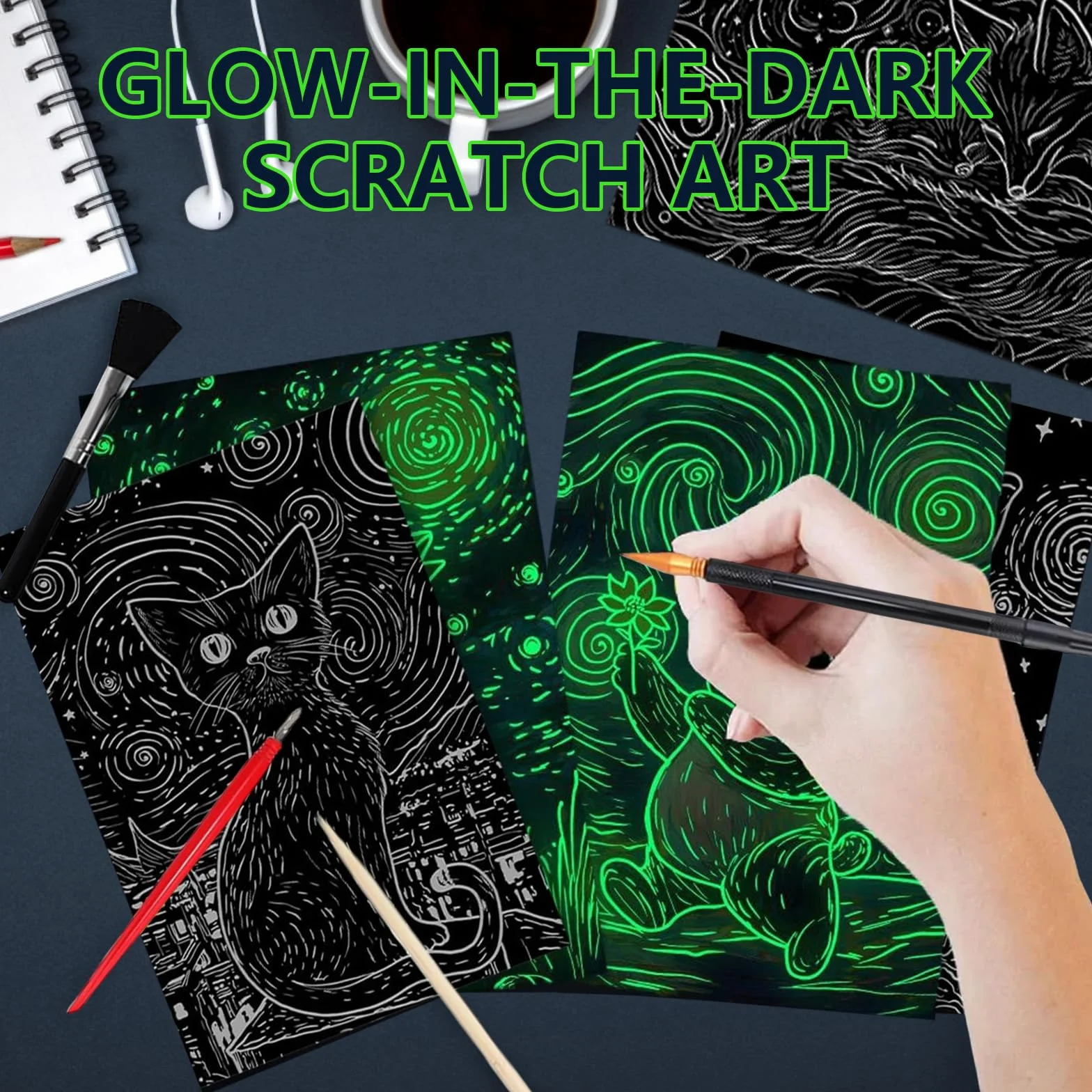 Carte à Gratter - Scratchboard Art - Activités Créatives pour Décorer Chambre, Salon, Bureau