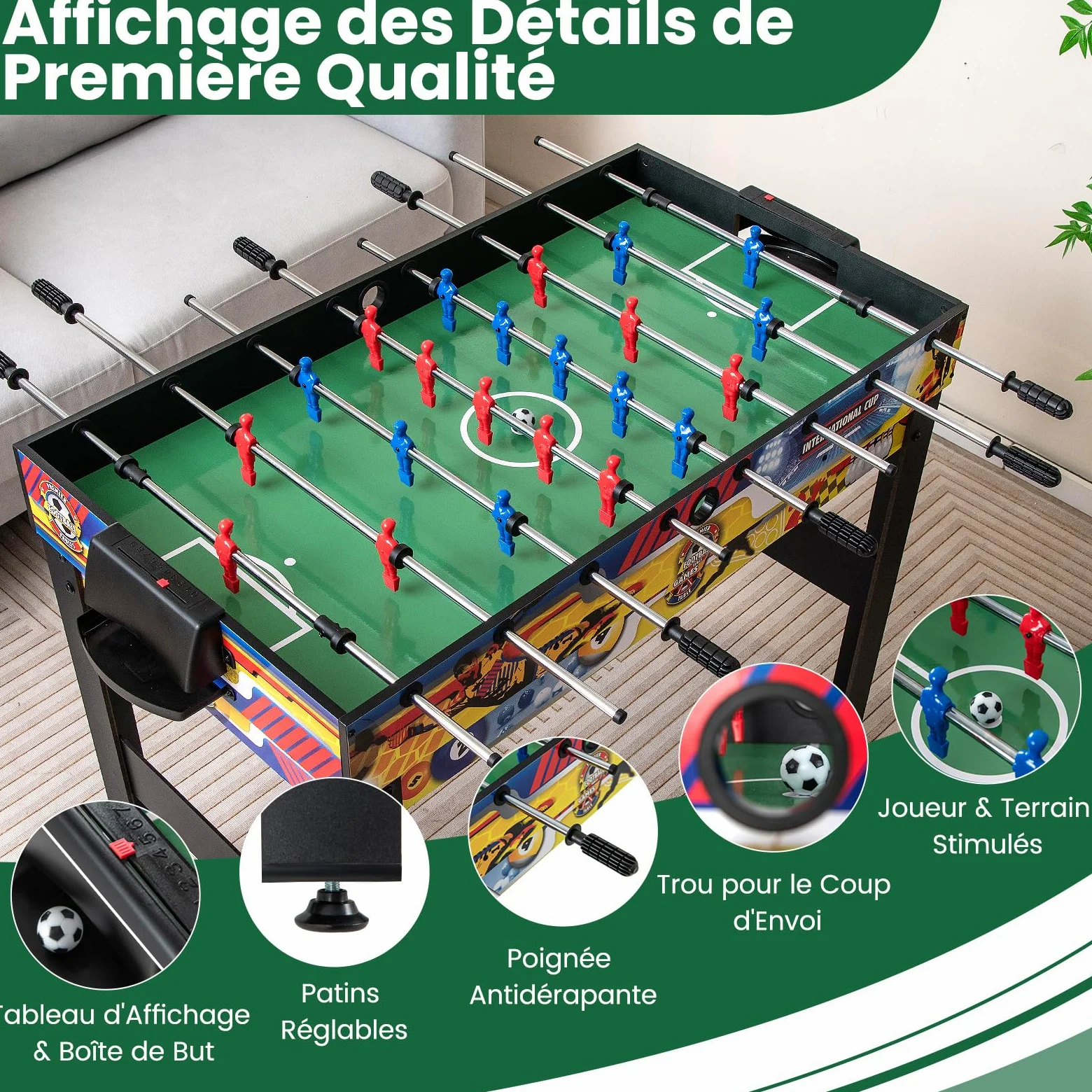 GOPLUS 12-en-1 Table Babyfoot,Table de Jeux Multifonctions avec Baby-Foot, Billard, Tennis de Table, Hockey, Bowling, Shuffleboard, et Plus Encore, pour Enfants et Adultes