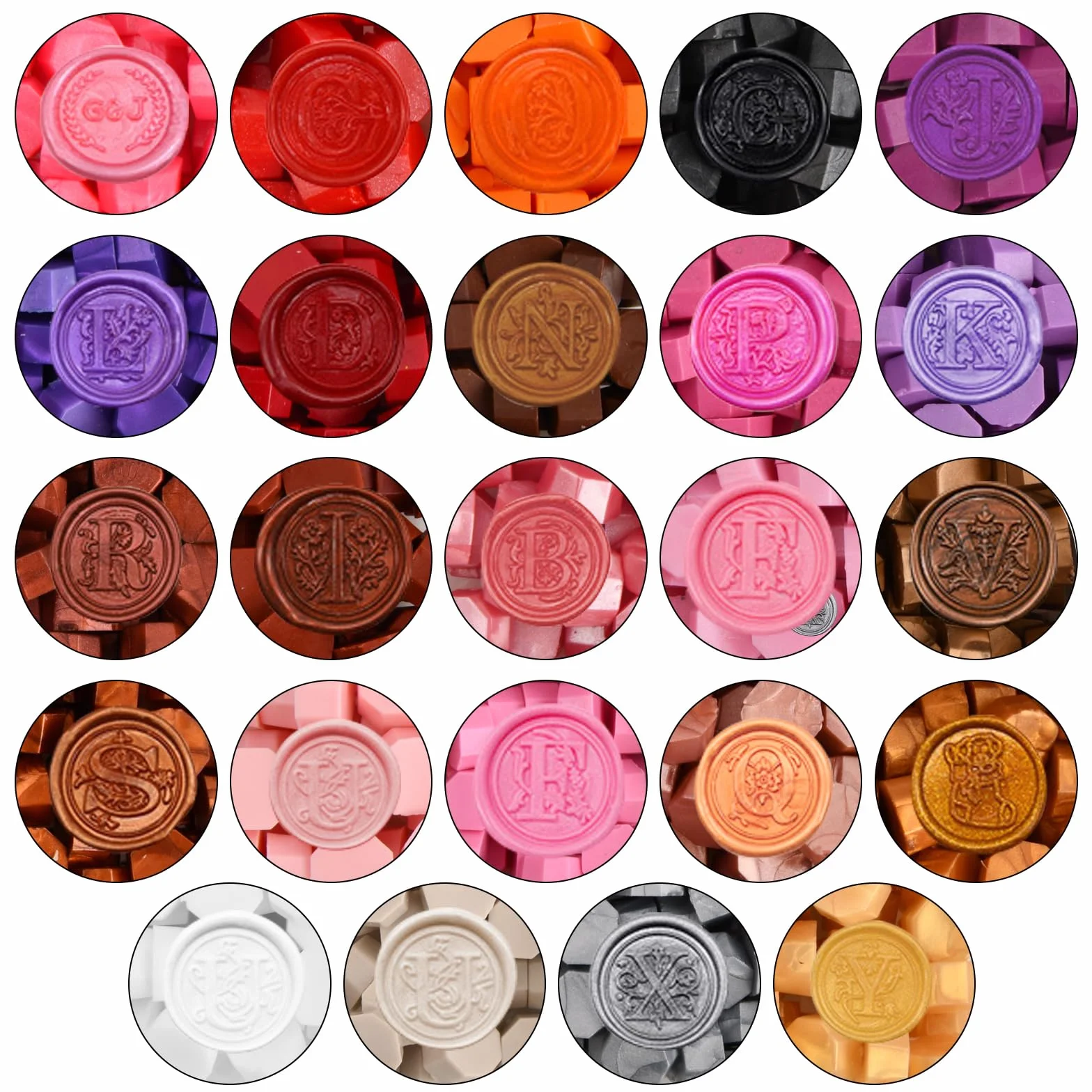 Kit de Perles de Cire à Cacheter Octogonale 600 Pcs, 24 Couleurs avec Boîte Transparente