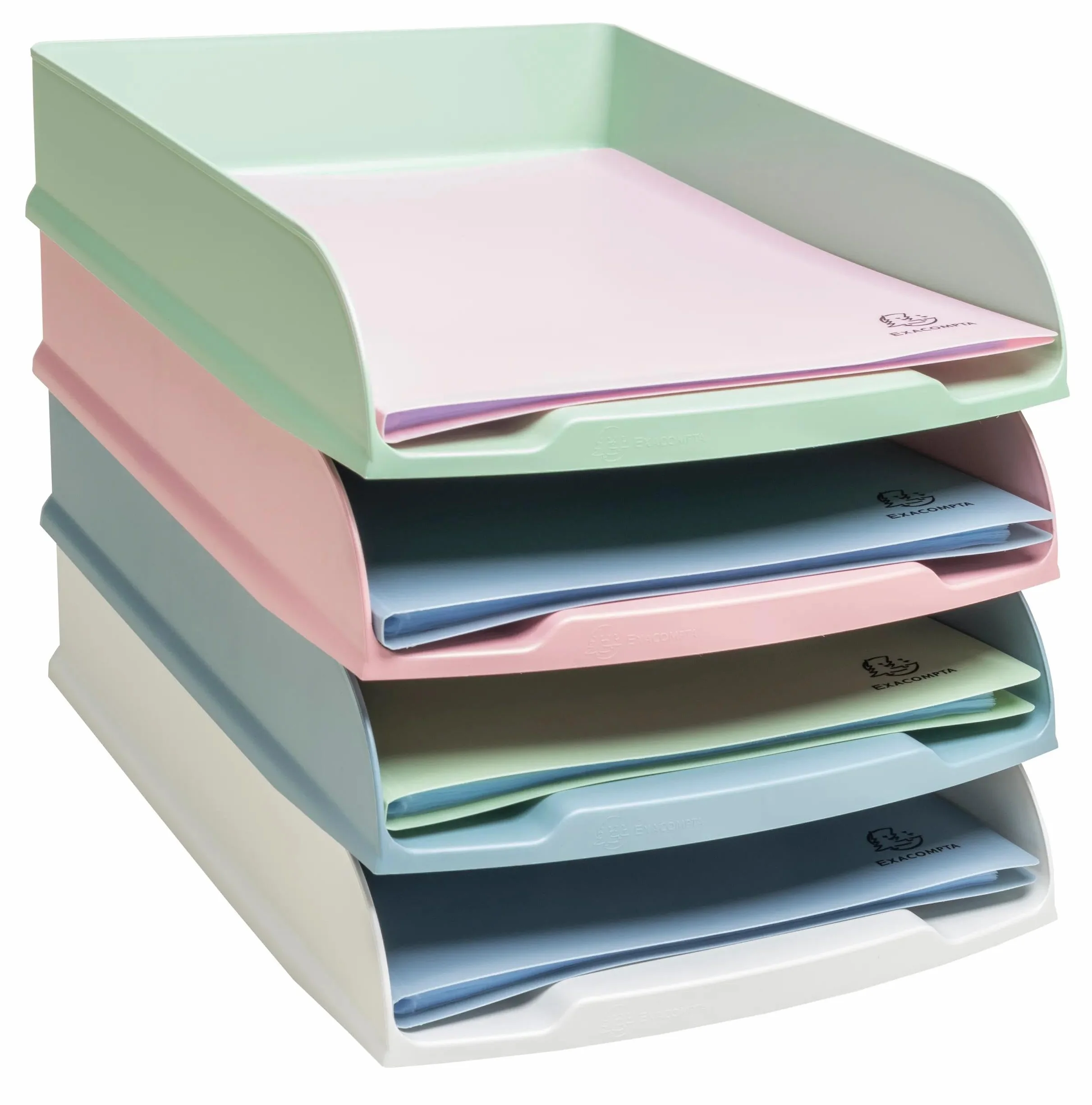 Exacompta Combo-Styli Lot de 4 Corbeilles à Courrier Couleurs Assorties