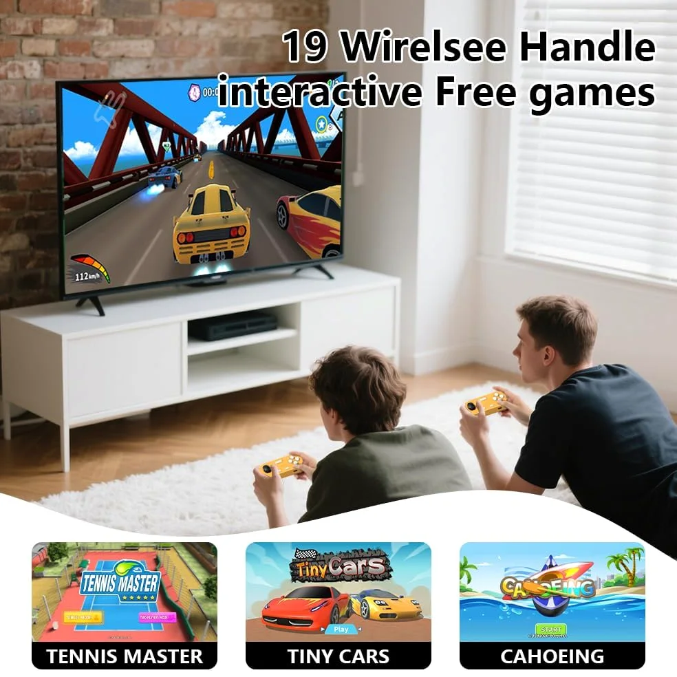 Console de jeu TV Consola de Videojuegos 4 Go de RAM + 64 Go de ROM, machine avec manette de jeu sans fil, contrôle somatosensoriel, Plug and Play, interactif pour enfants et adultes, pour soirées de