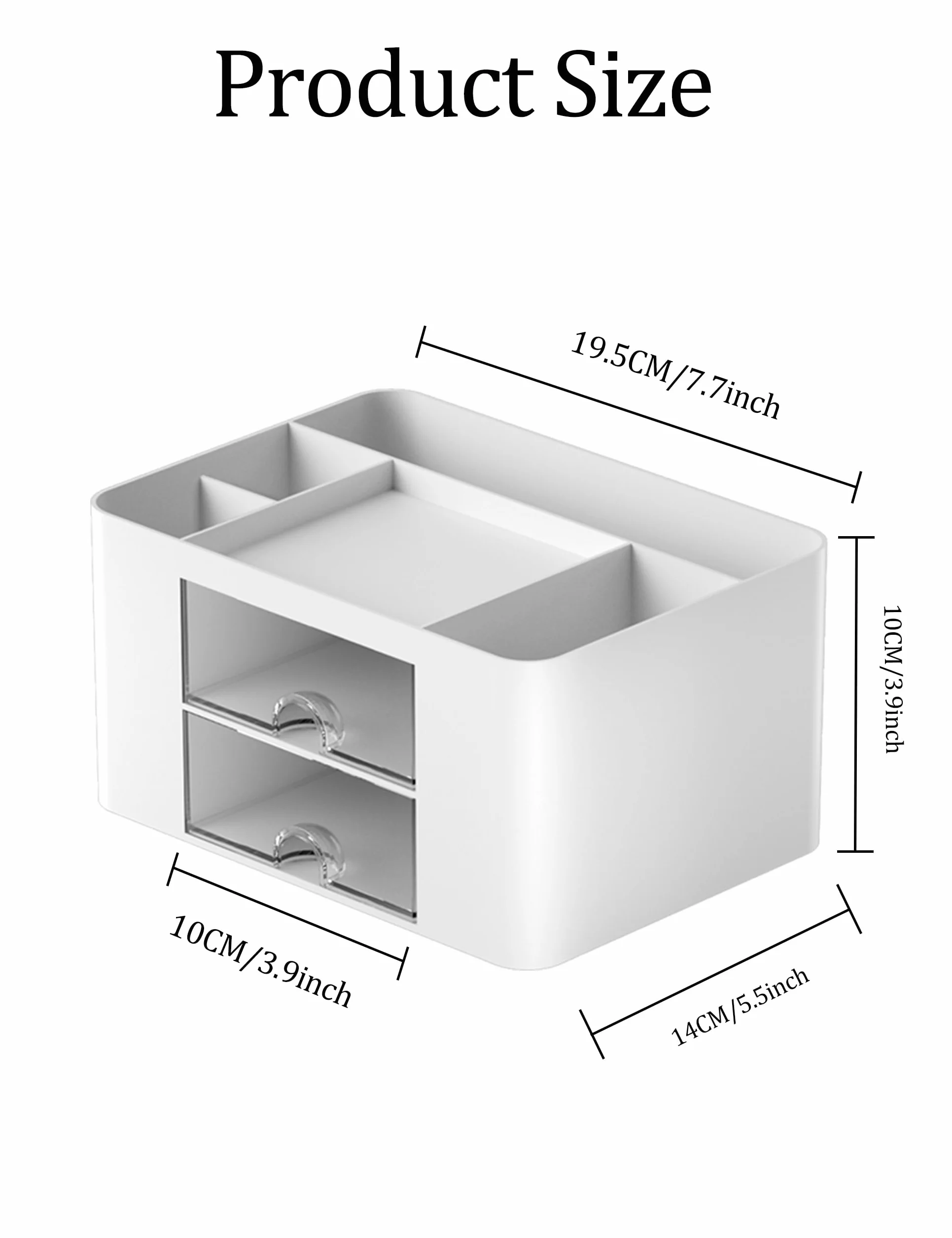 Skran Organiseur Bureau 7 Compartiments Rangement Multifonctionnel Pot à Stylo Avec Tiroir Blanc