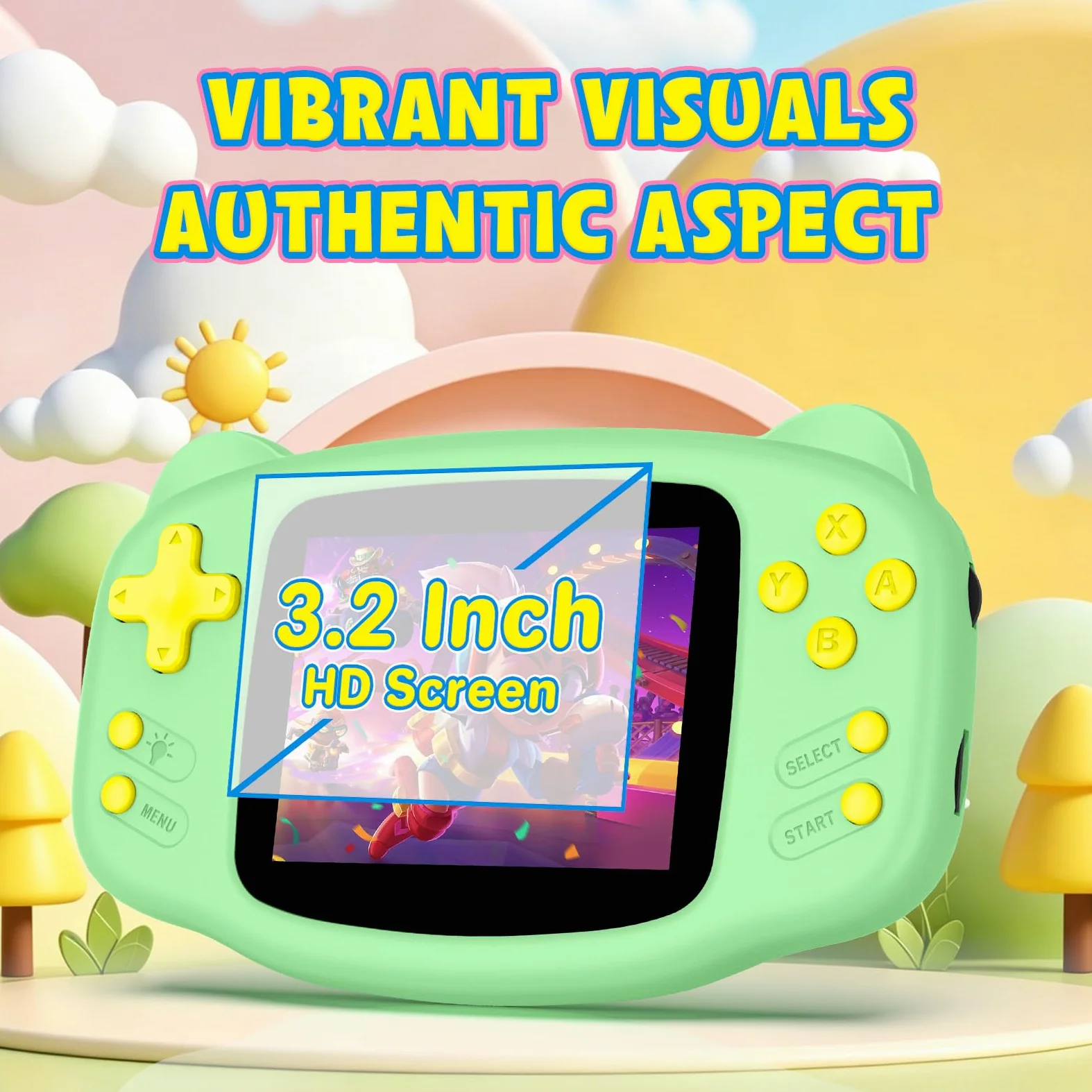 Console de jeu portable 16 bits, 300 jeux vidéo rétro préchargés, console de jeu rétro avec écran IPS de 3,2", mini lecteur de jeu vidéo portable rechargeable pour voyage et voyages en voiture