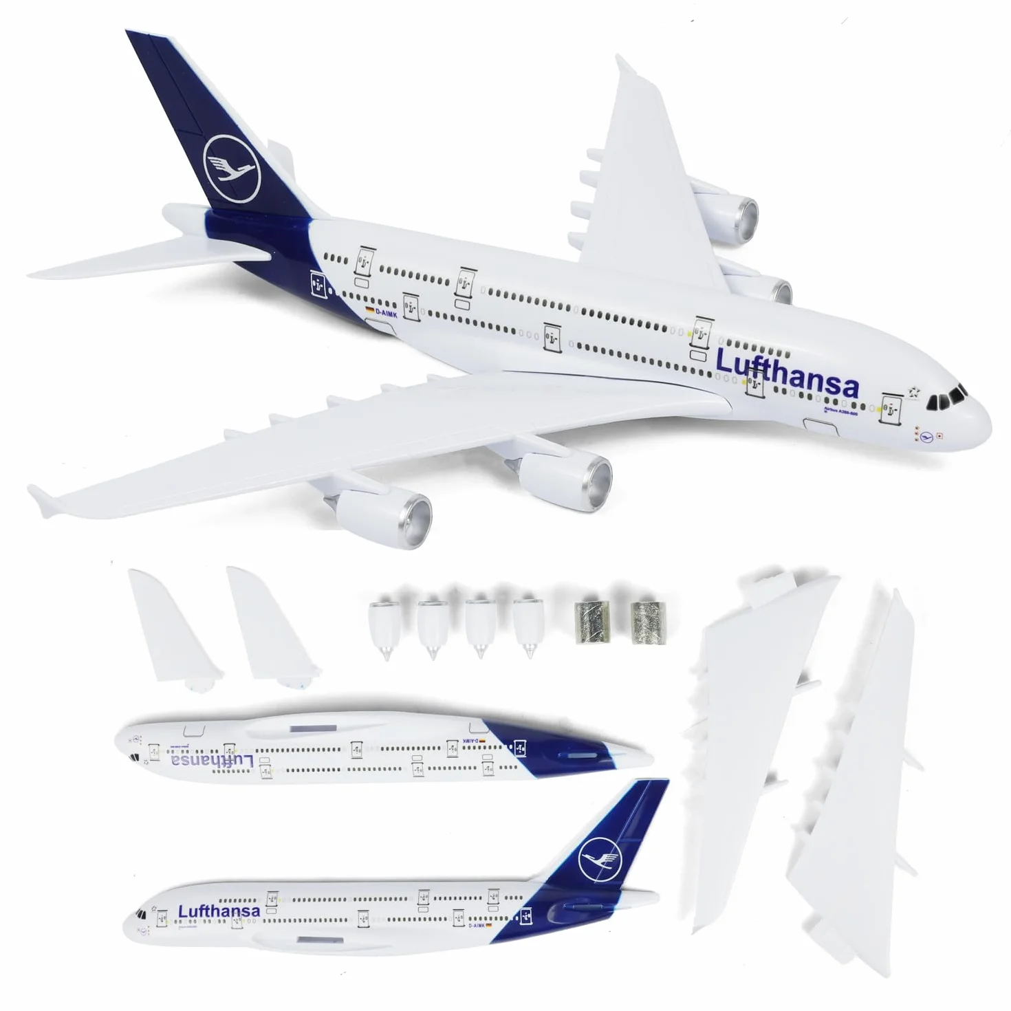 Maquette d'avion à Assembler Échelle 1/280 Compatible A380 Lufthansa Kit Plastique Assemblage Rapide avec Support