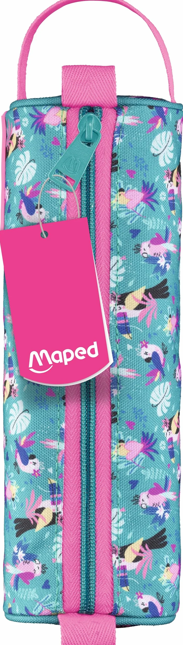 Maped Trousse Scolaire Tropical Tissu Zip Haute Résistance Ronde 22,5 x 7,5cm