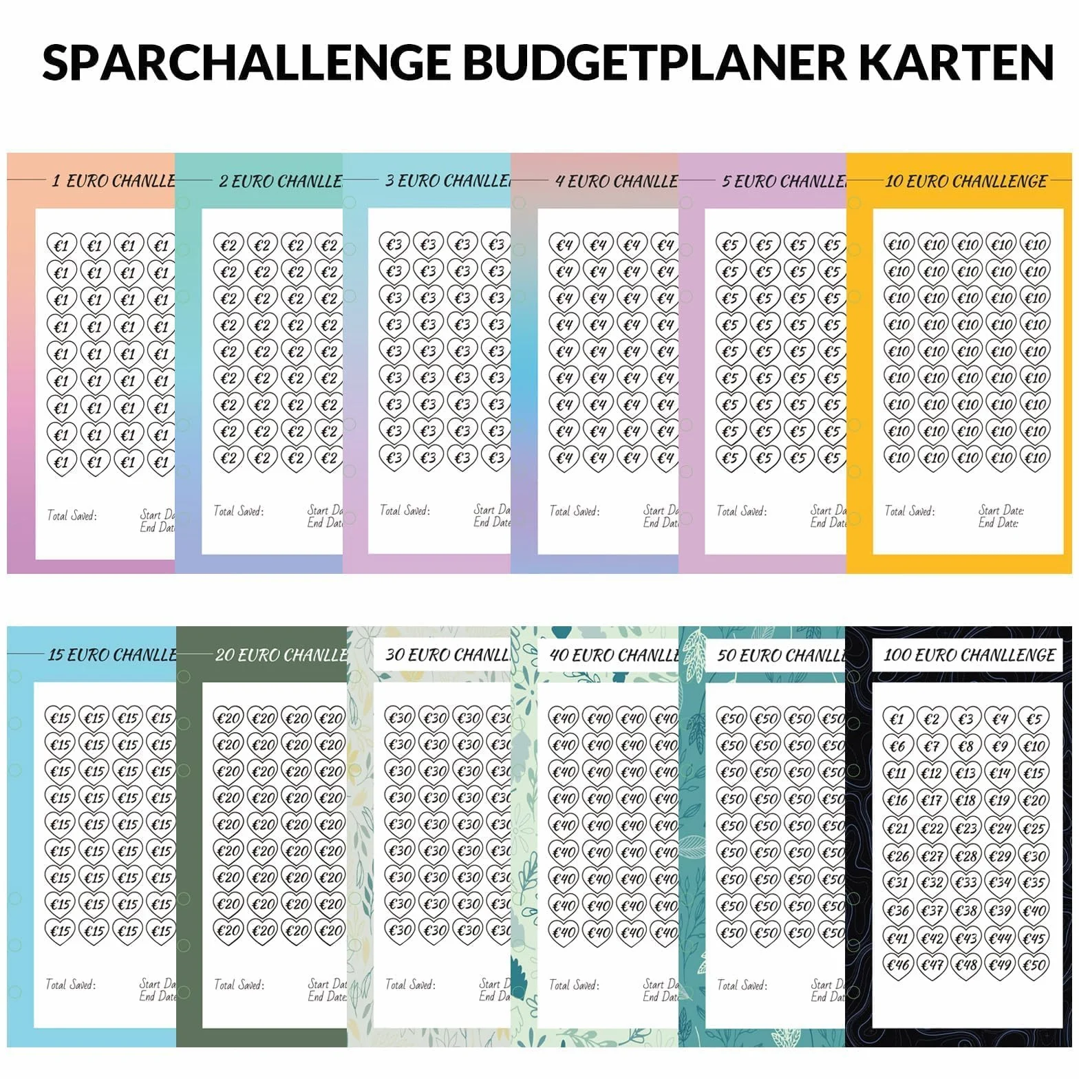 SKYDUEClasseur Budget A6, Enveloppe Budget, 12 Challenges Budgétisation, Pochette Budget Planner (Noir Marbré)